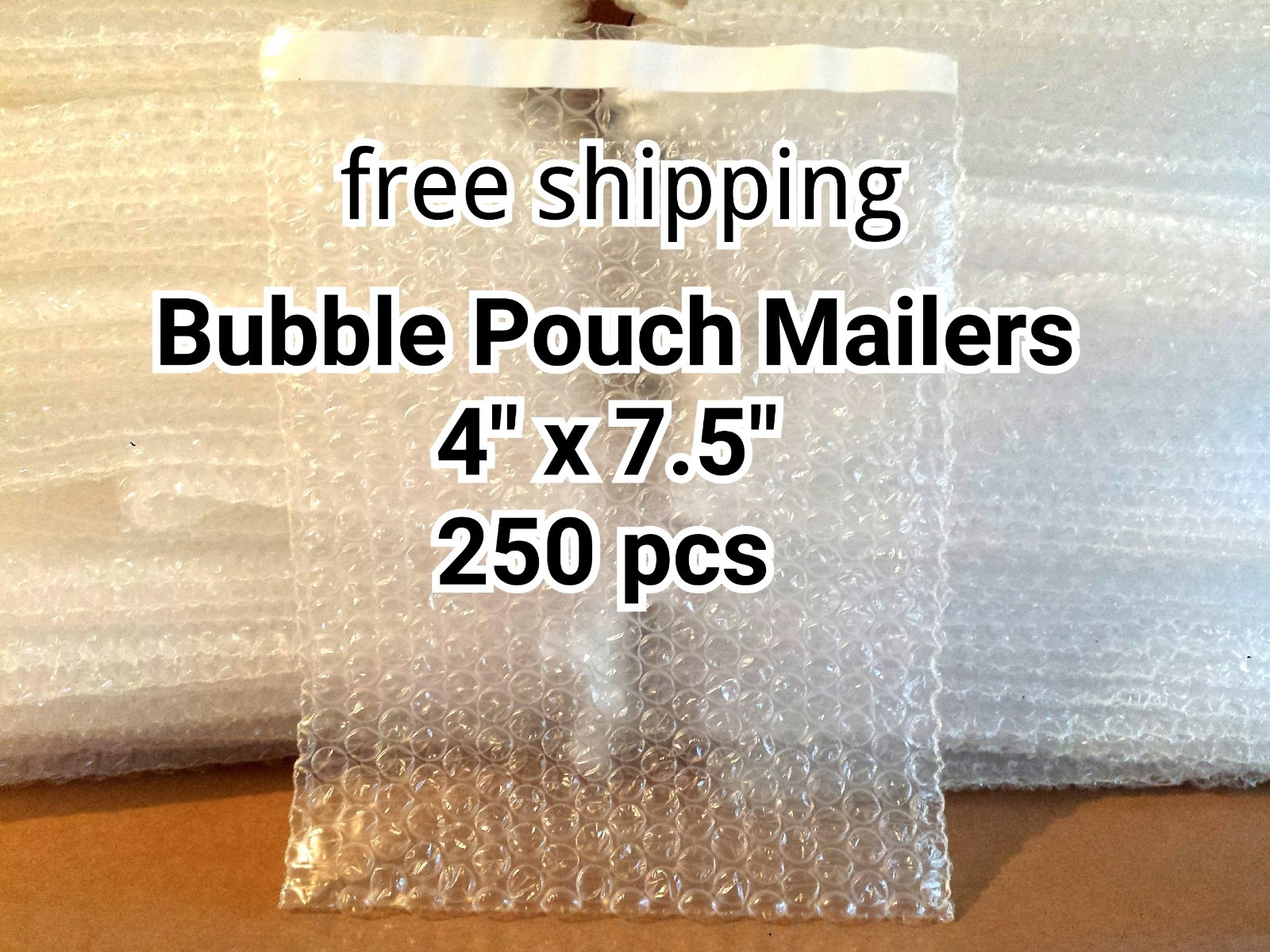 Lots of 250 4" x 7.5" BUBBLE OUT BAGS POUCHES SELF SEAL MAILERS BAGS WRAP CLEAR
