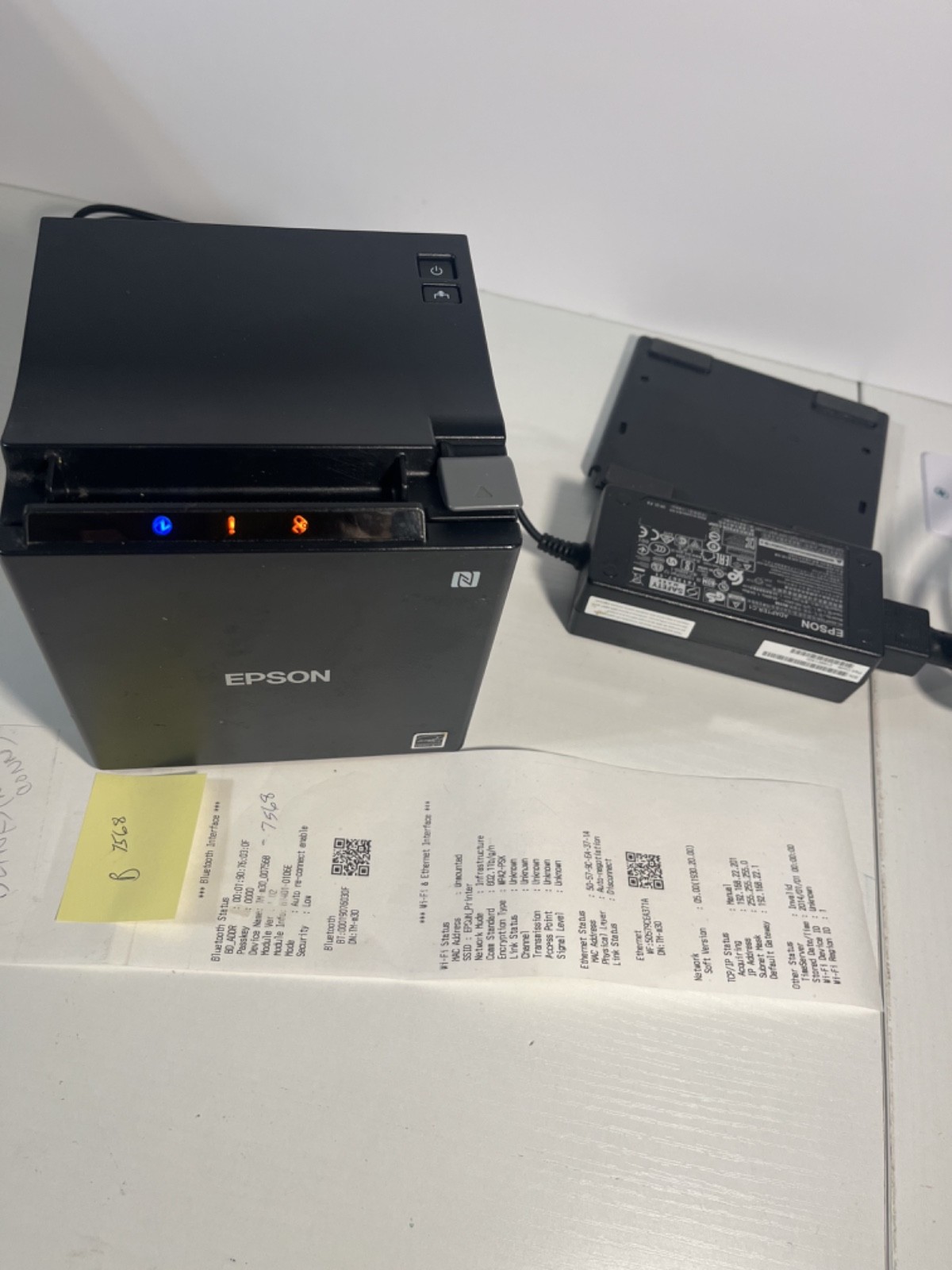 EPSON TMm30ii BLUETOOTH Printer + Power Supply -READ- TESTED #B7568 $5 s/h