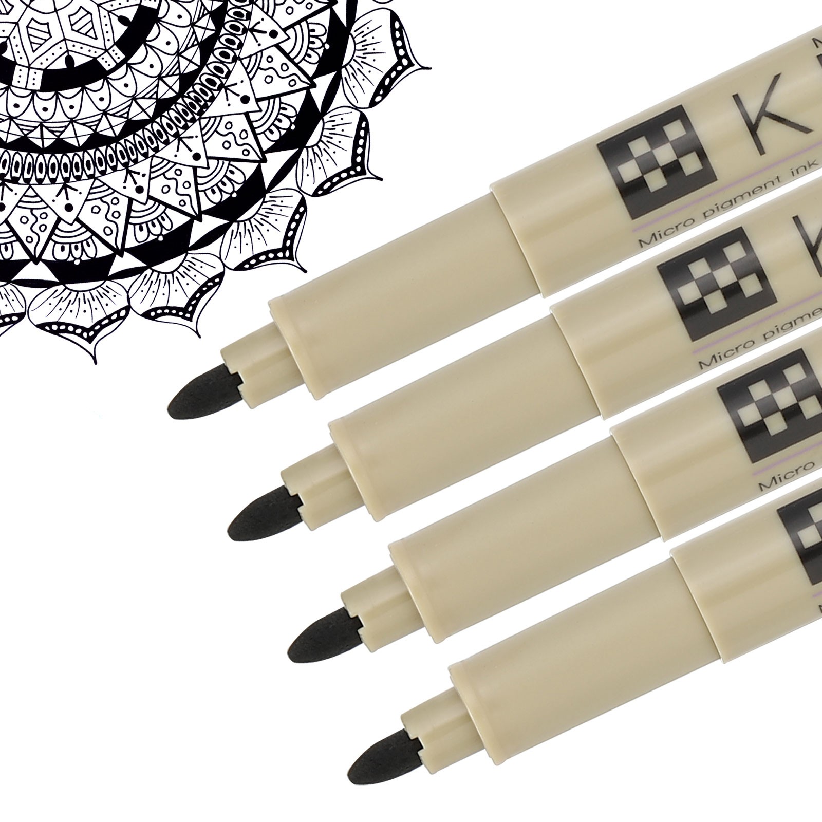 Micro Pen, 4Pcs 1mm Medium Point Drawing Pens Waterproof FineLiner, Black