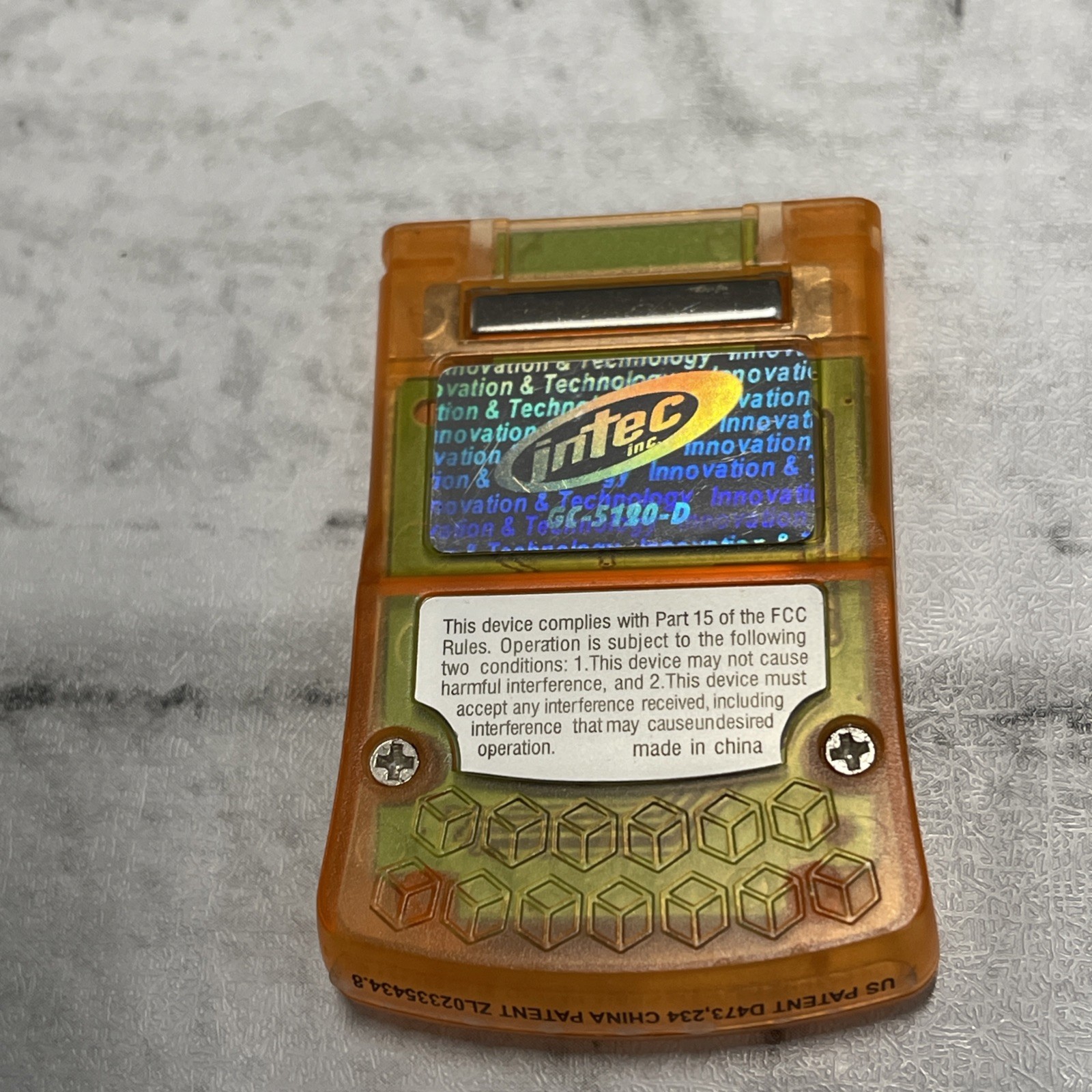 Intec Nintendo GameCube Orange 8 MB Memory Card GC-5120-D Tested Working