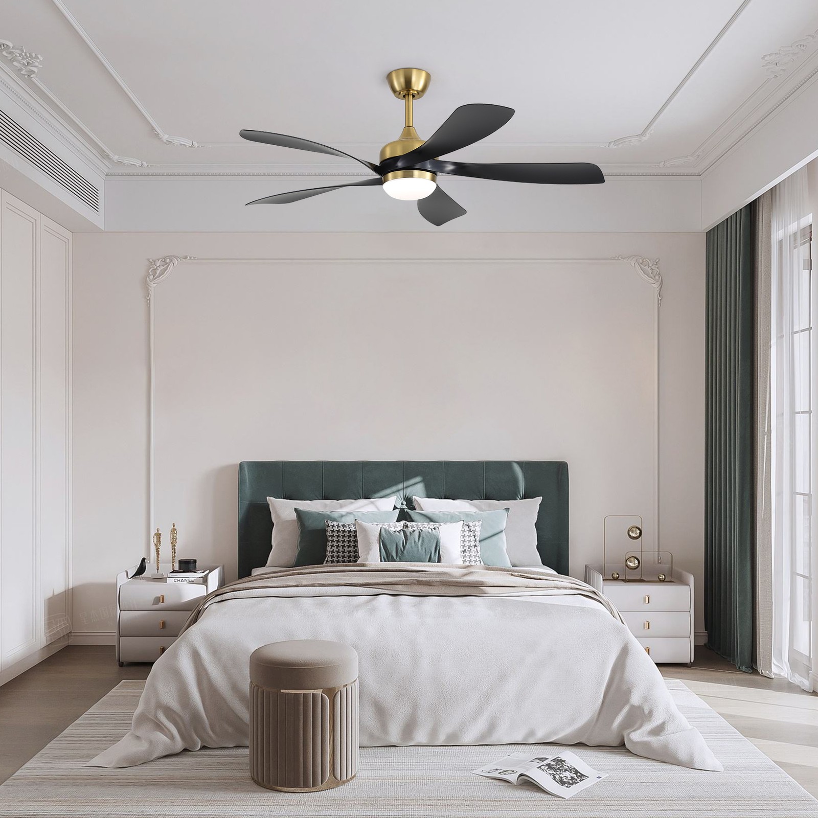 52" Ceiling Fan with Light,Remote Contol,Adjustable Dimmable Lighting Silent DC