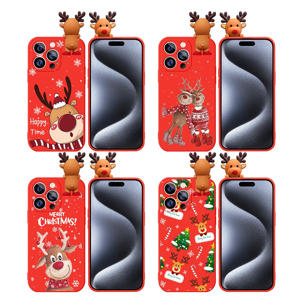Novelty Silicone Merry Christmas Phone Case for iPhone 17 16 15 14 13 12 Pro Max