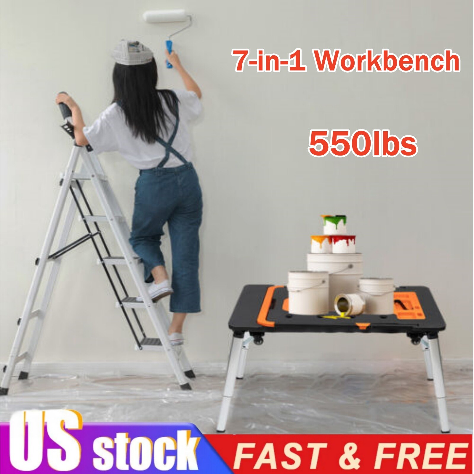 Multifunctional workbench Portable Folding Work Table 7-in-1 Workbench Load SALE