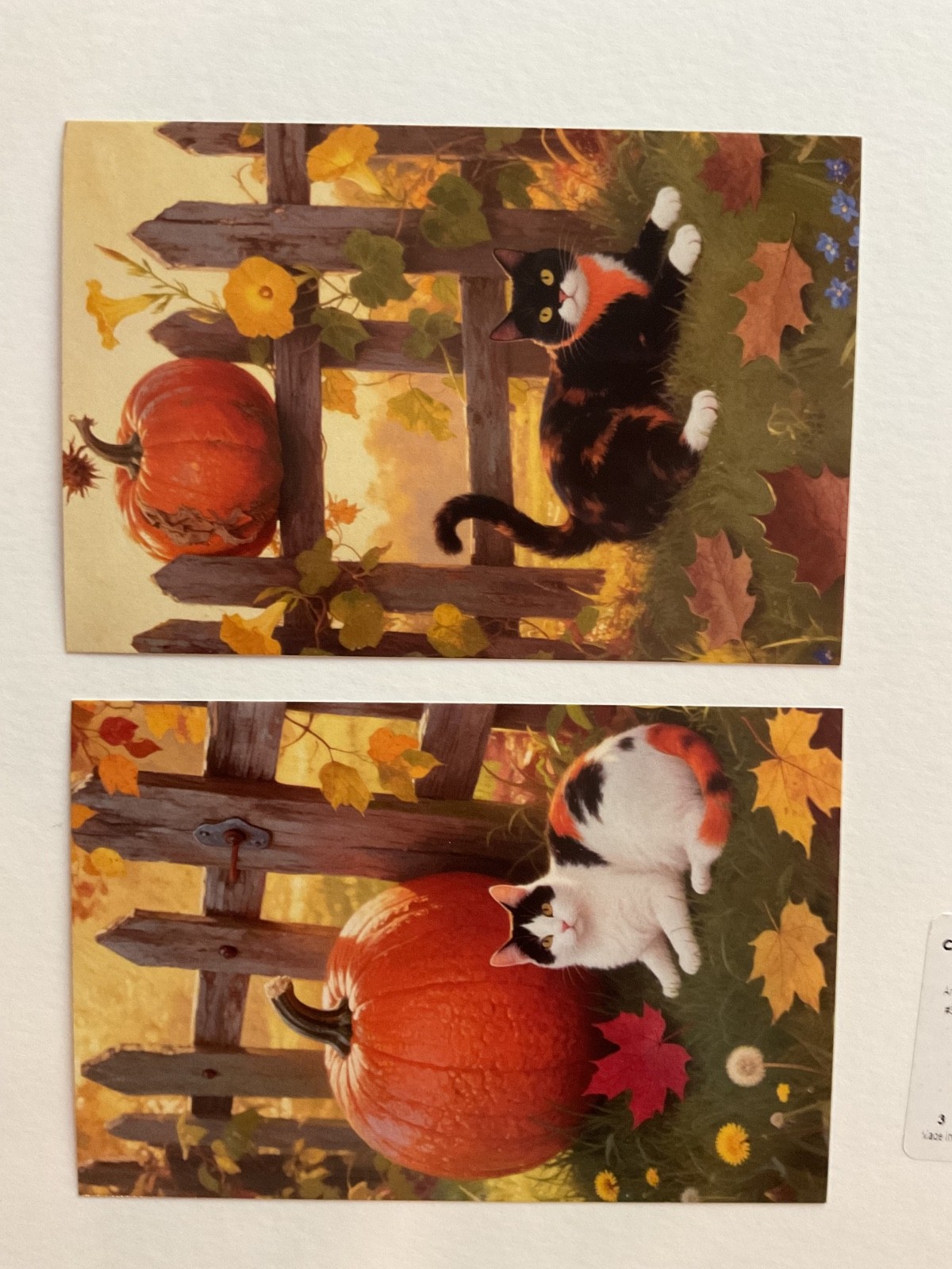 Halloween Postcard Cat Kitten Pumpkin Cute 4x6 (2)