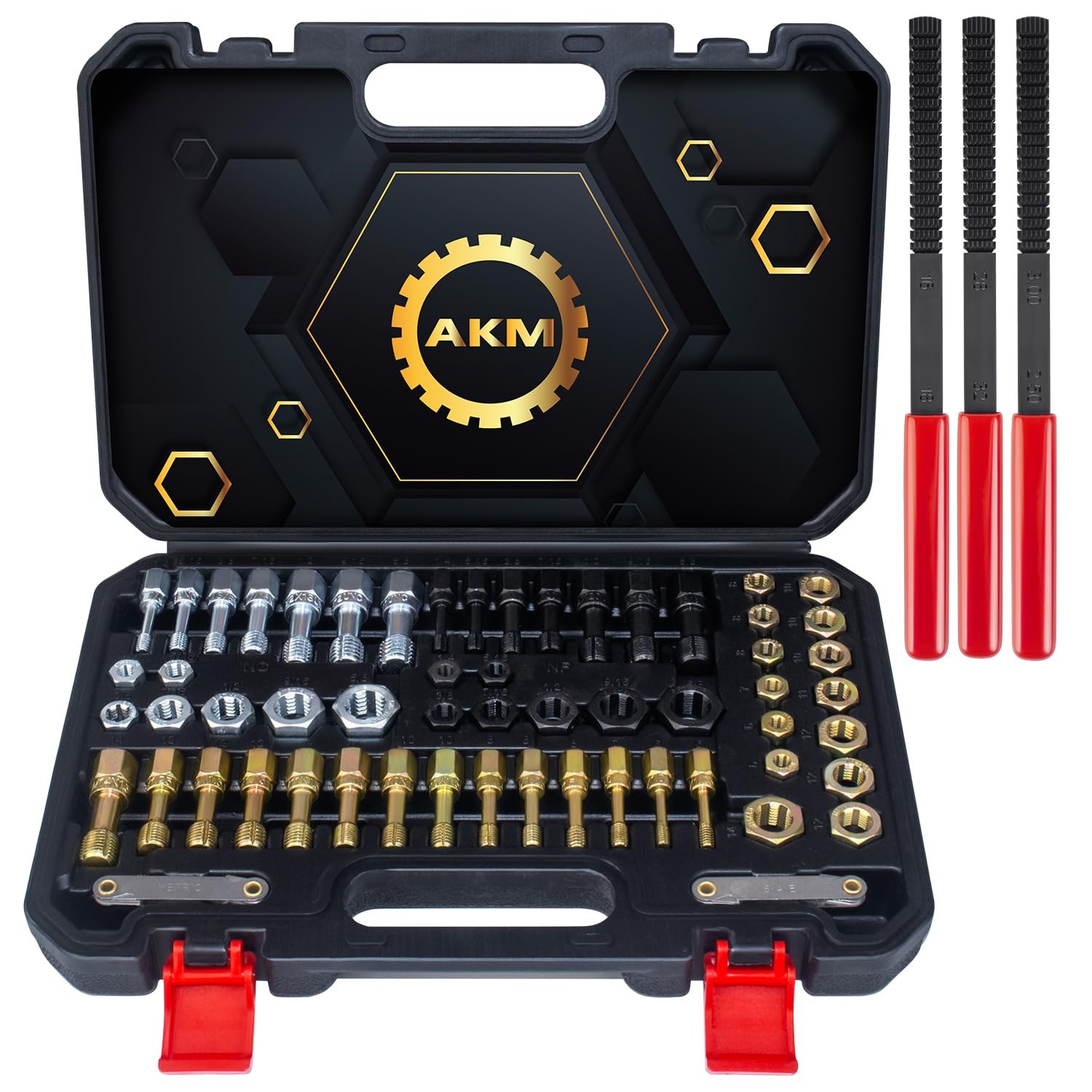 AKM 61Pcs Thread Restorer Kit, Rethread Repair Tool, UNC UNF & MetricThread...