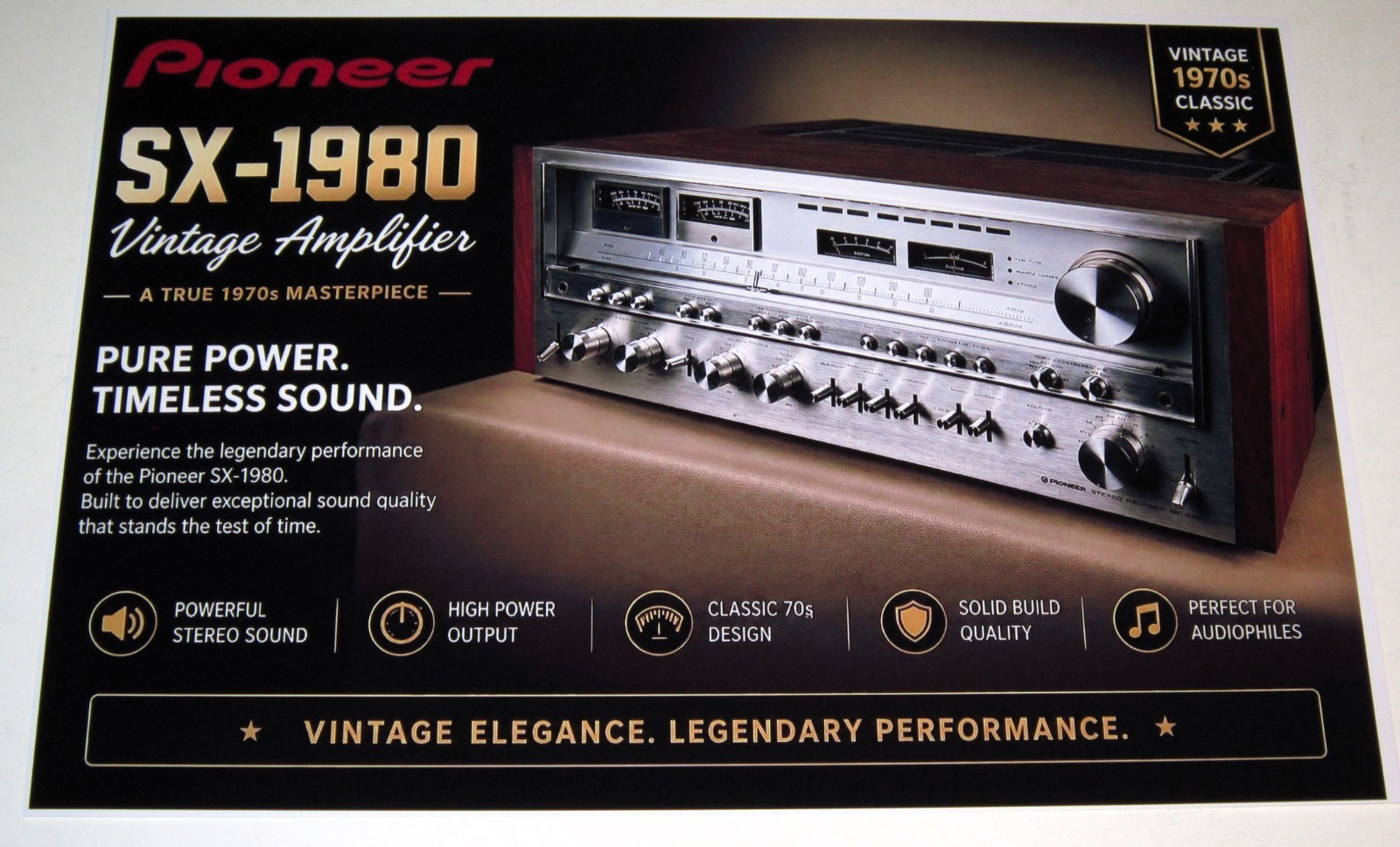 Pioneer SX-1980 Ultimate Receiver Poster 19"x13" Powerhouse 70's BEAST Legend!