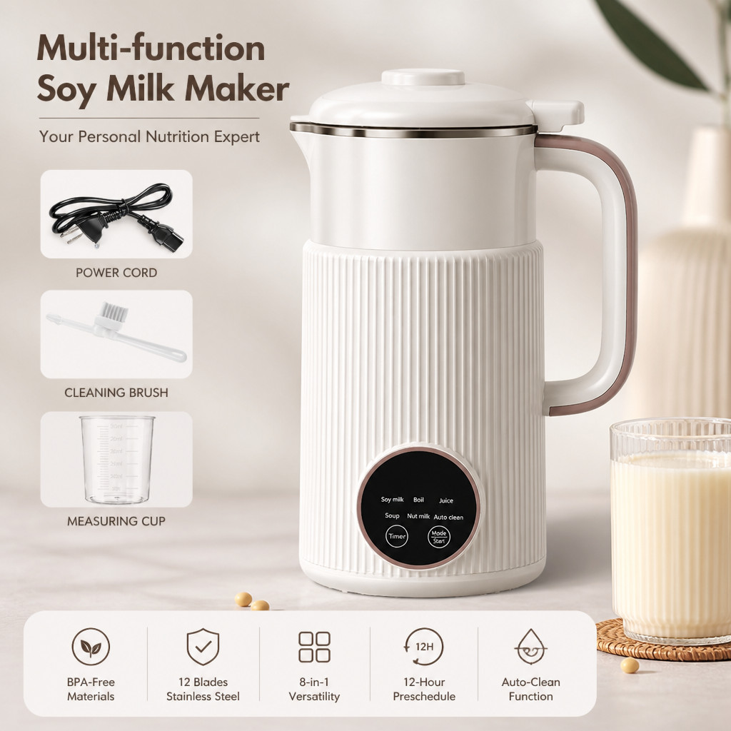 8 in 1 Automatic Nut Milk Maker Soy Almond Oat Blender Machine Juicer 27oz
