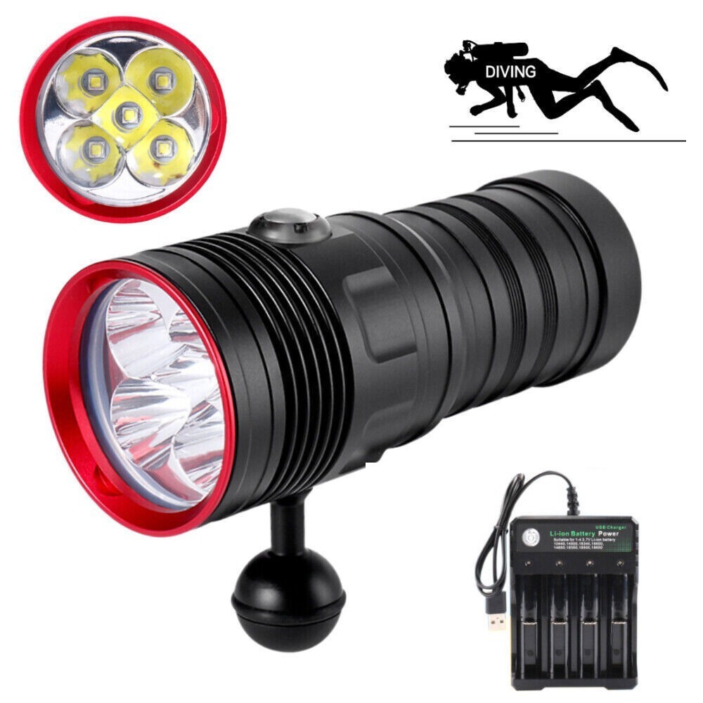 80000LM Diving Flashlight Underwater Torch Waterproof Scuba Lantern 5x LED 20M