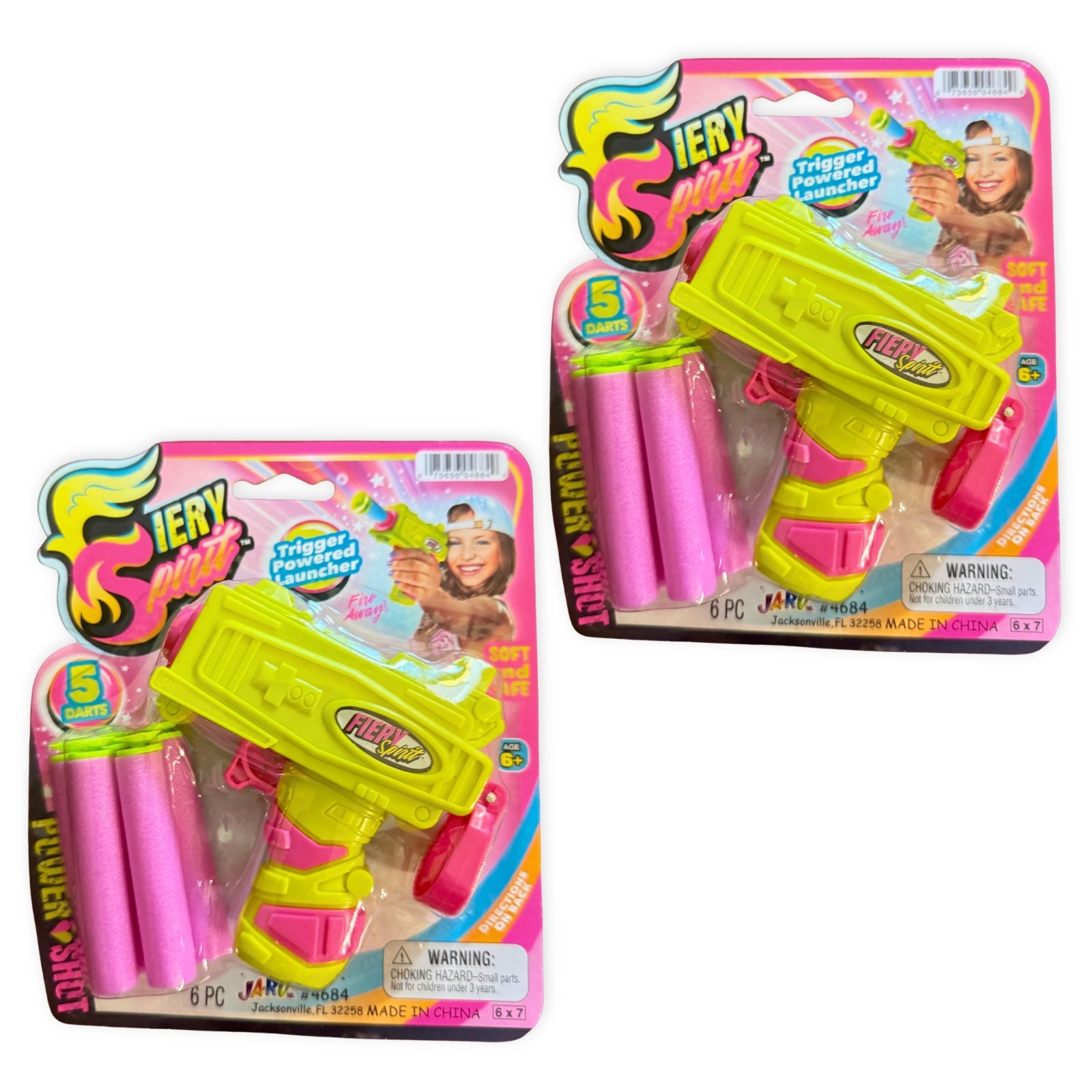 2 PACK JA-RU Fiery Spirit Power Shot Dart Blasters, 10 Foam Darts, Kids