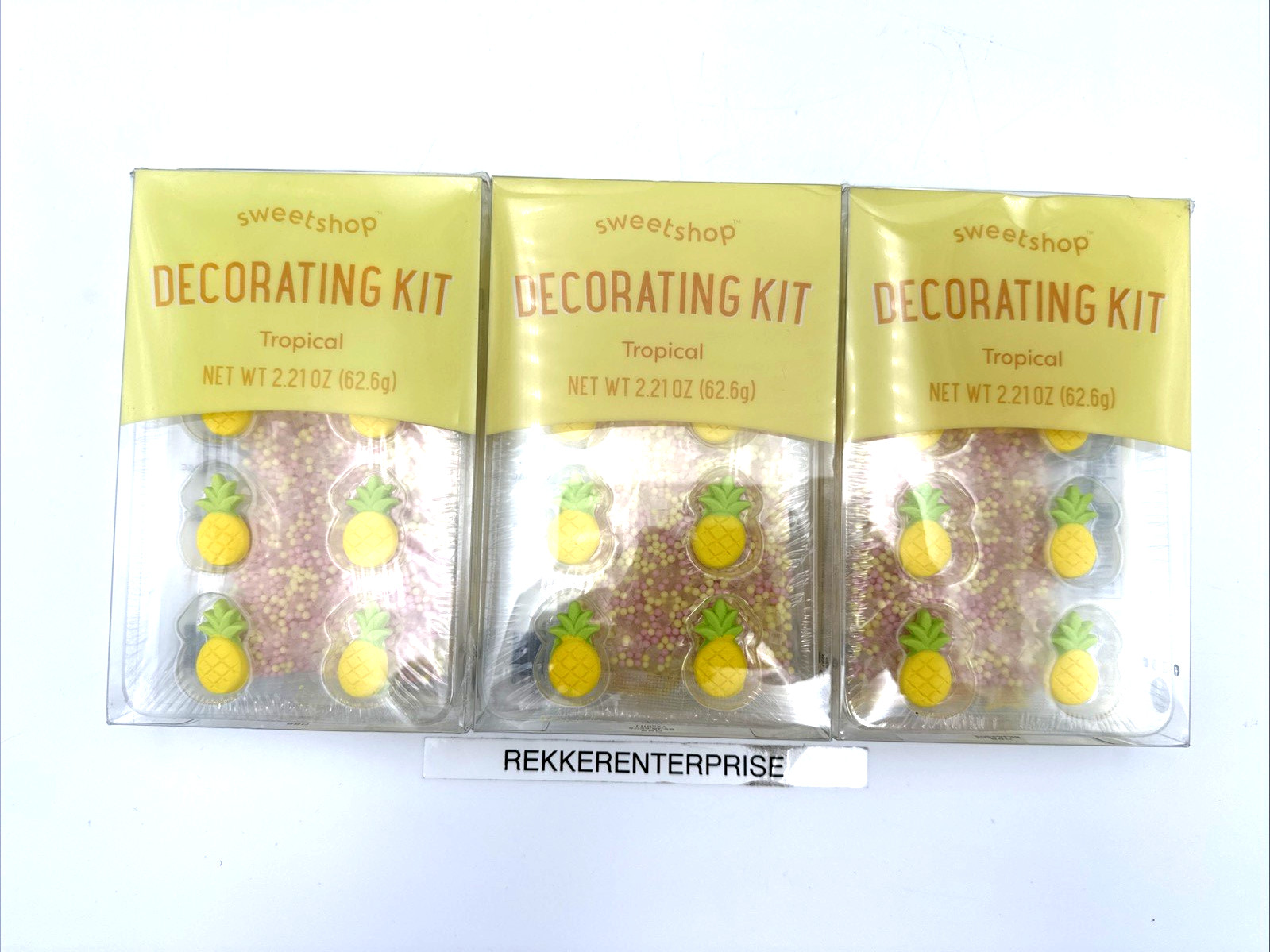 Lot Of 3 Sweetshop Decorating Kit TROPICAL Pineapple 8 PCS w/Sprinkles FREE S&H!