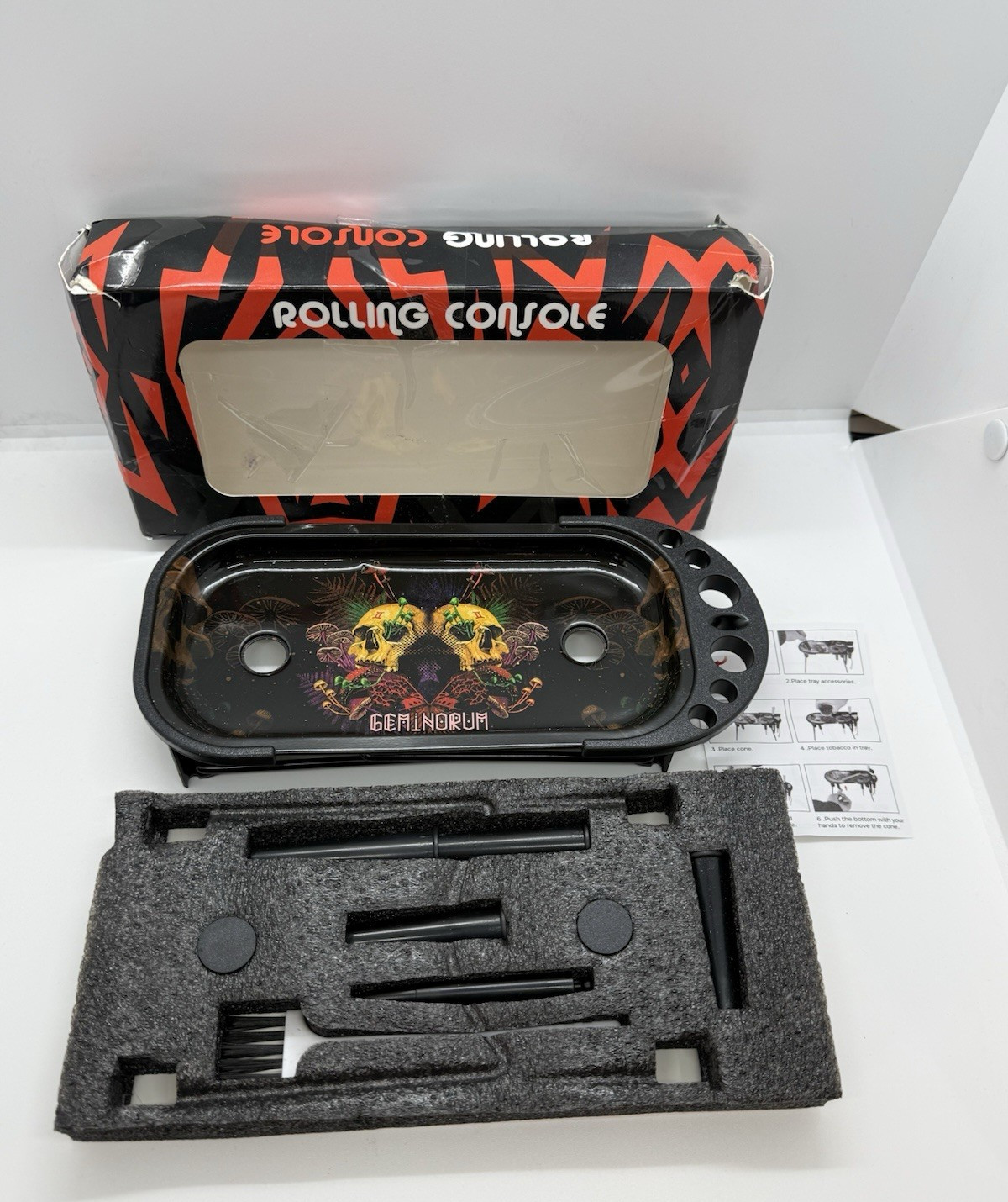 Tinplate Rolling Tray Cone Loader Set, Metal Foldable Stand Rolling Tray Console