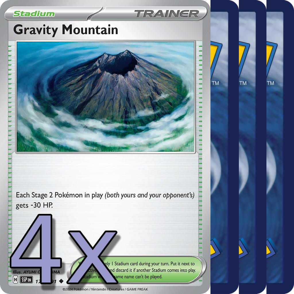 4x Gravity Mountain - NM Playset - Trainer x4 - Pokemon TCG