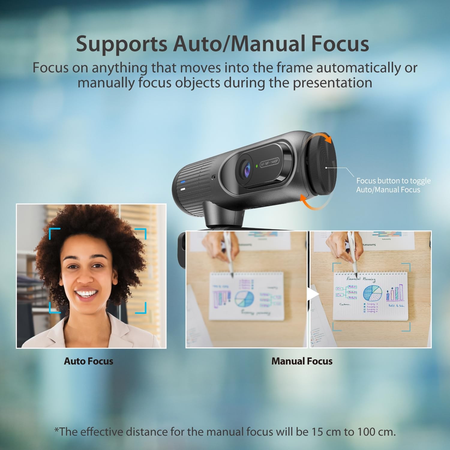 2K@60FPS AI Webcam with AI Framing, Auto-Focus,