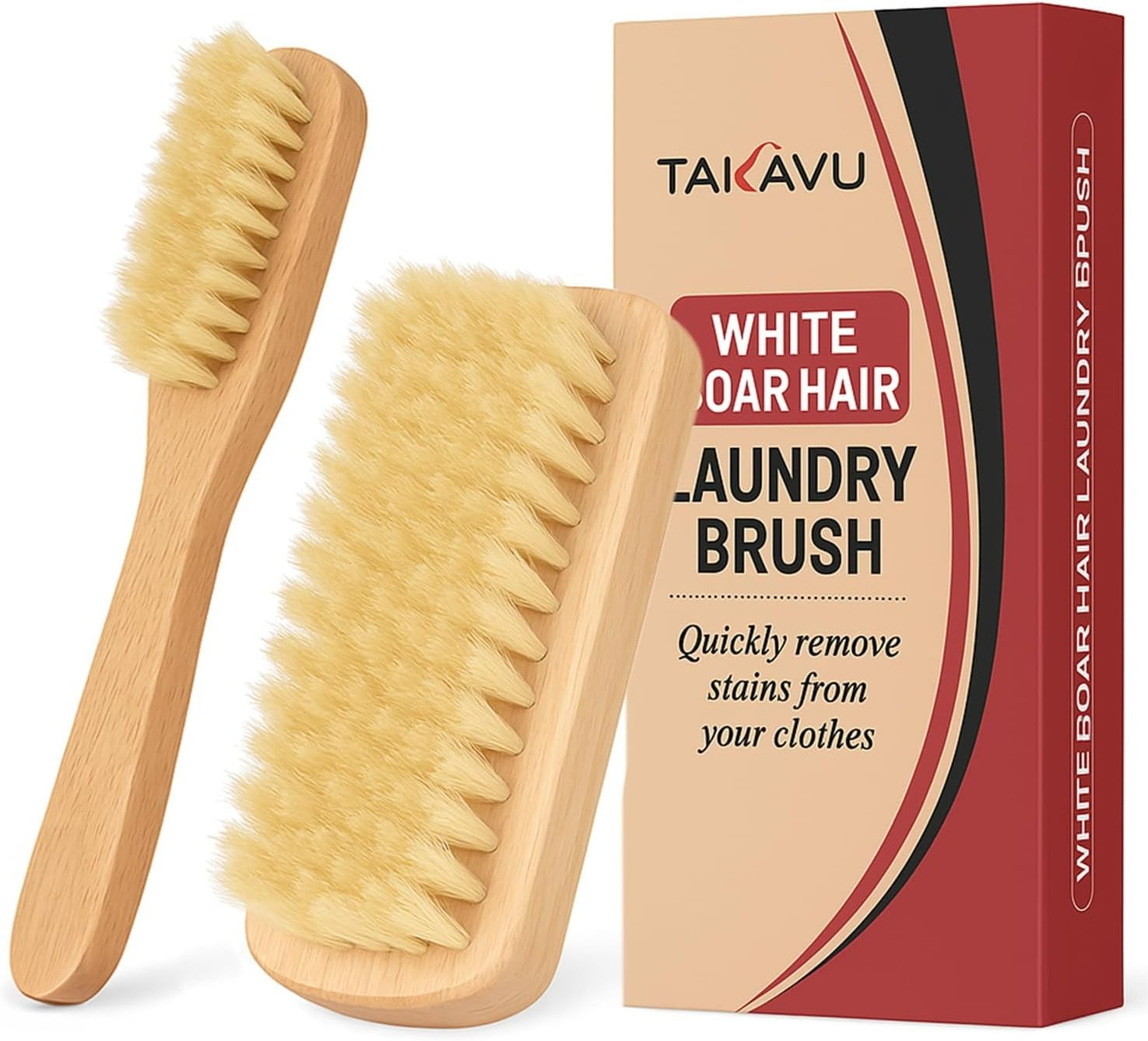 Takavu, White Boar Hair Laundry Brush Set