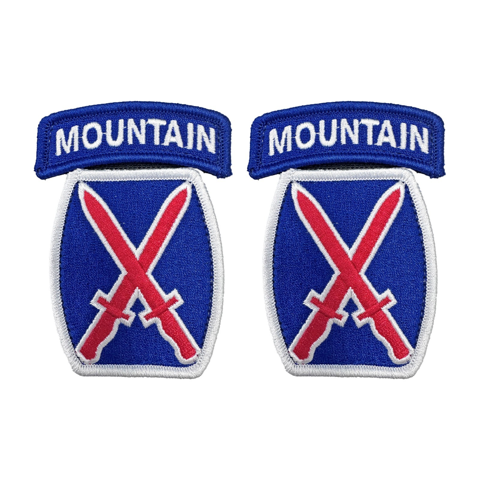 10th Mountain Color Patch with Mountain Tab Sewn Together w/ Hook Fastener (Pr)