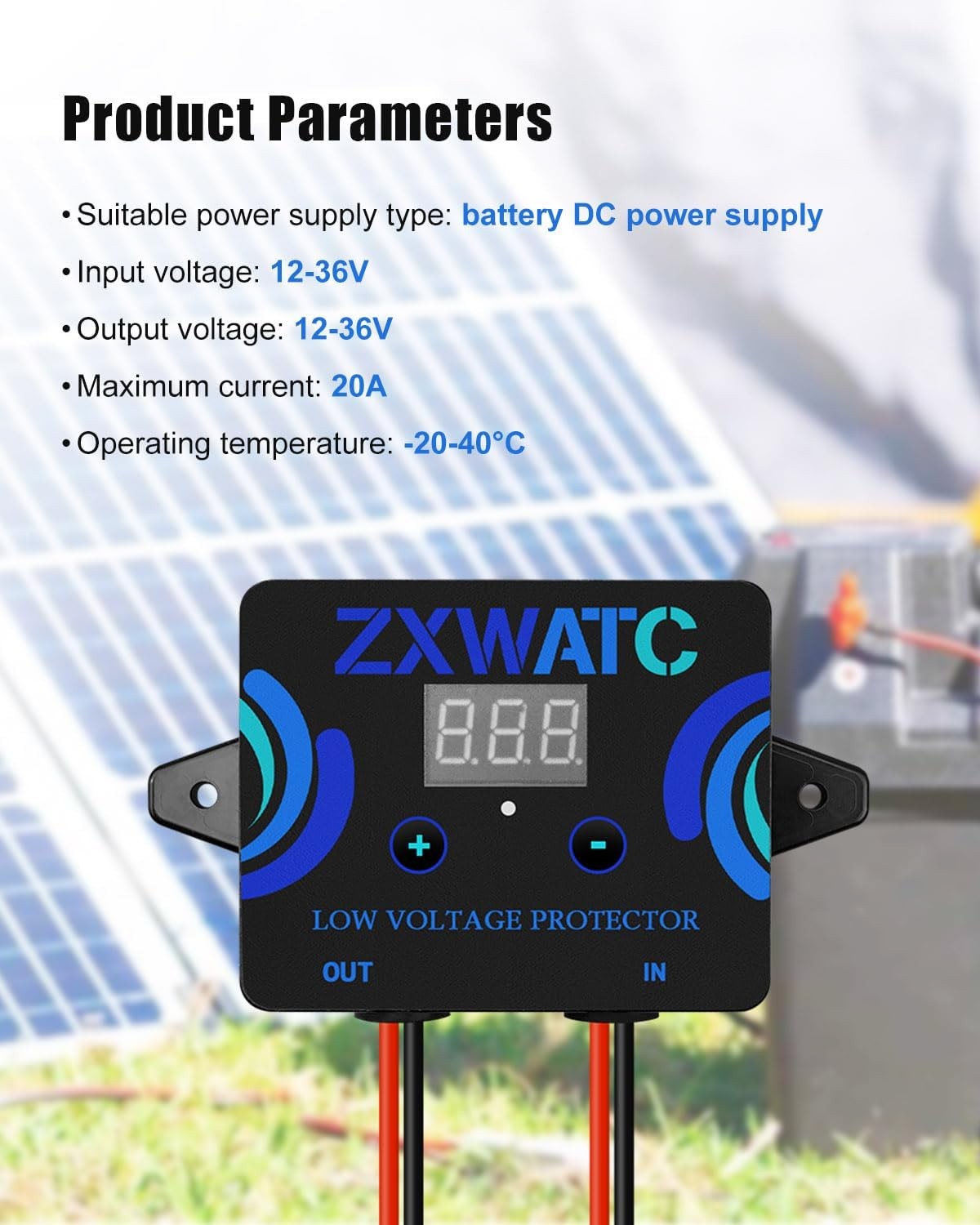 DC12-36V Low Voltage Protector, Digital Disconnect Switch, Over-Discharge Cutoff