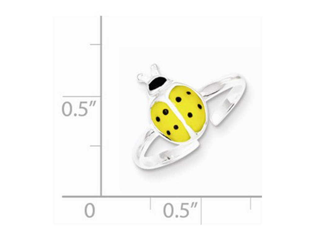 Sterling Silver Enameled & Polished Lady Bug Toe Ring