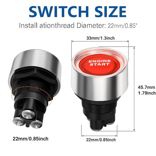 Gebildet Universal 12V-24V/50A SPST Momentary Red-engine Start Stop Button