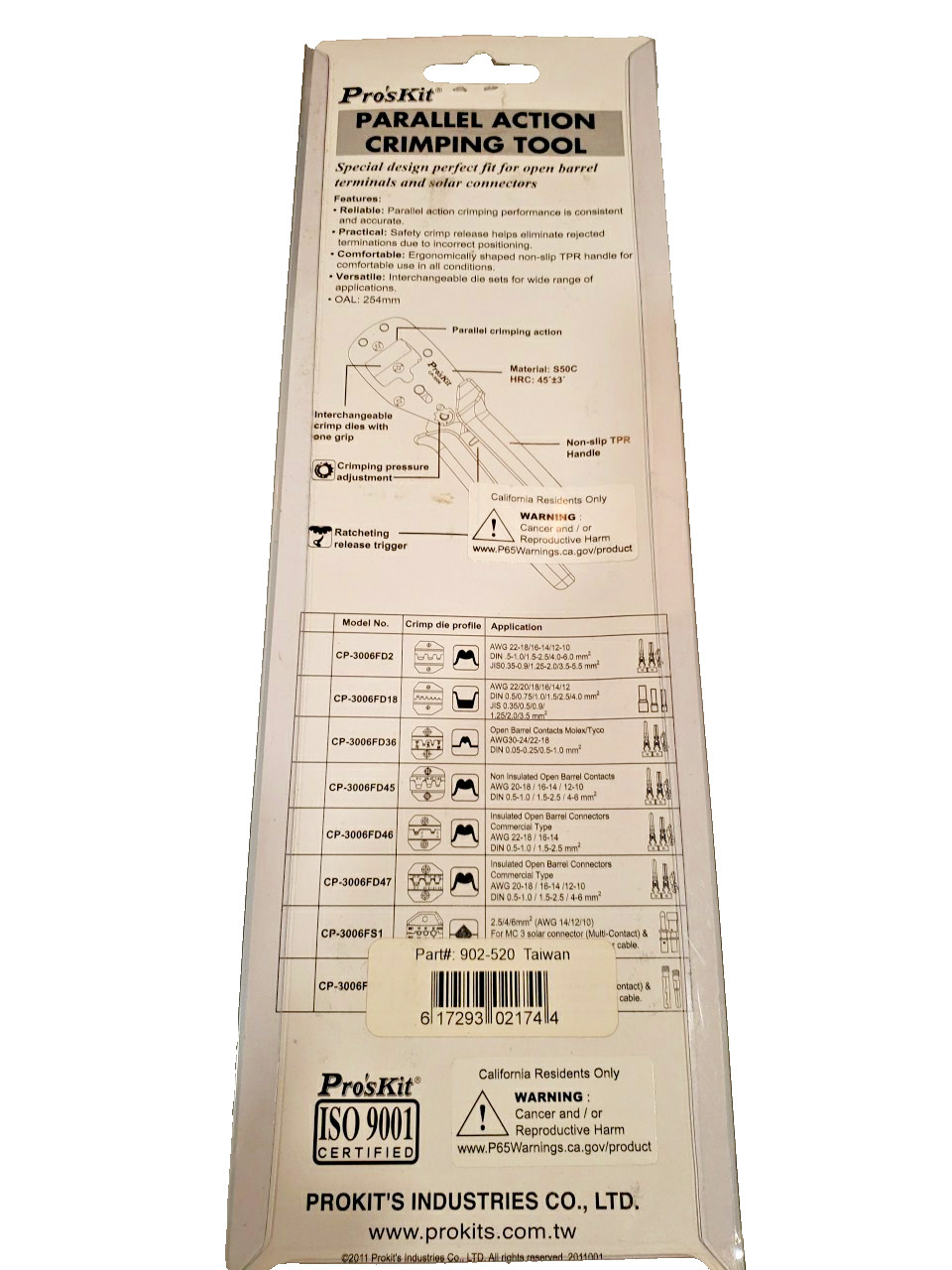PROSKIT 902-520 - Parallel Action Crimper for Weatherpack Terminals
