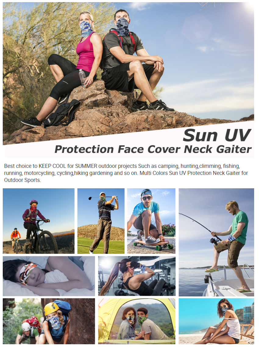 Fishing Face Mask Neck Gaiter Sun Guard UV Protector Balaclava Face Mask 5 Pack