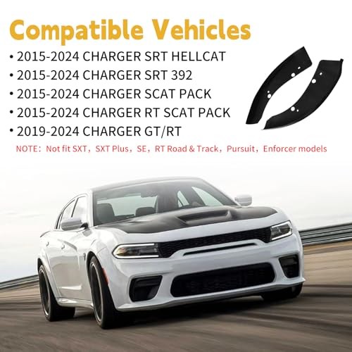 Front Splitter Protector for 2015-2023 Dodge Charger, Replacement Lip Black