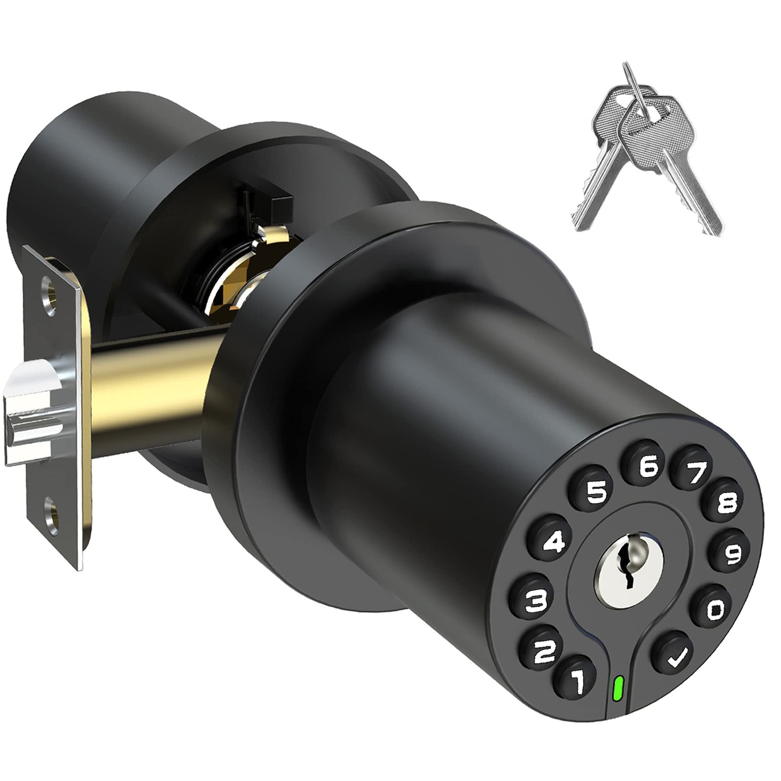 BOTHSTAR Keypad Door Knob with Key,Keyless Entry Lock, Code Matte Black