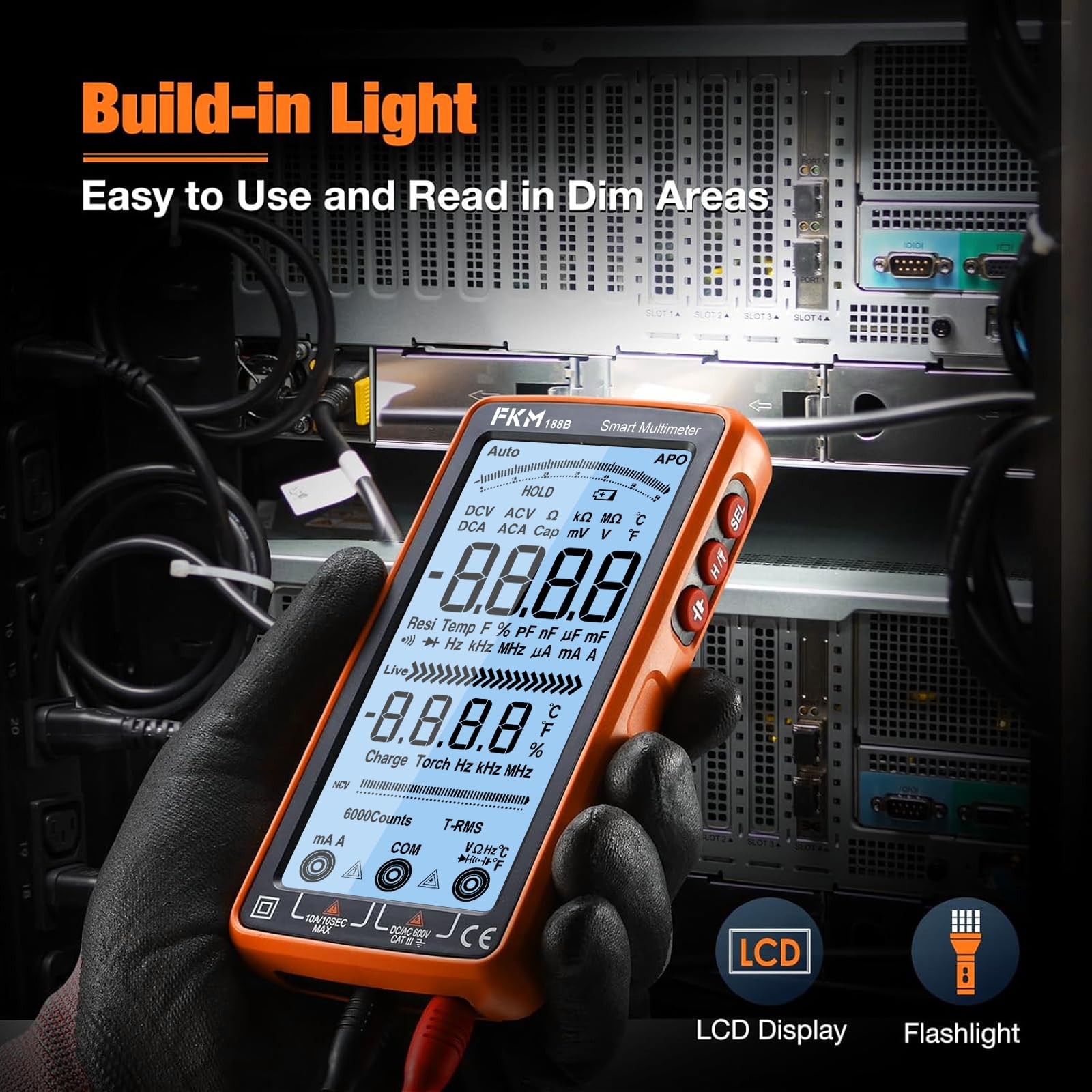FKM Digital Multimeter Tester Auto-Ranging TRMS 6000 Counts Smart Rechargeabl...