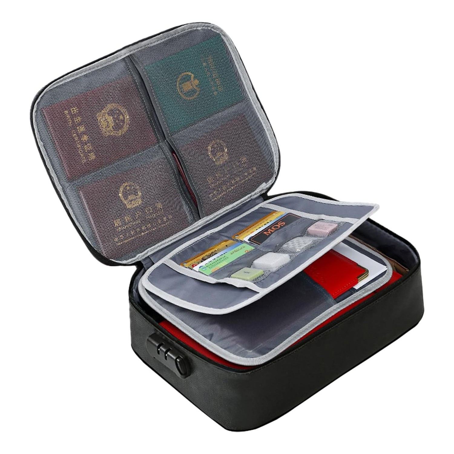 Fire Proof Waterproof Document Box with Lock File Storage Organizer Box Safe Bag