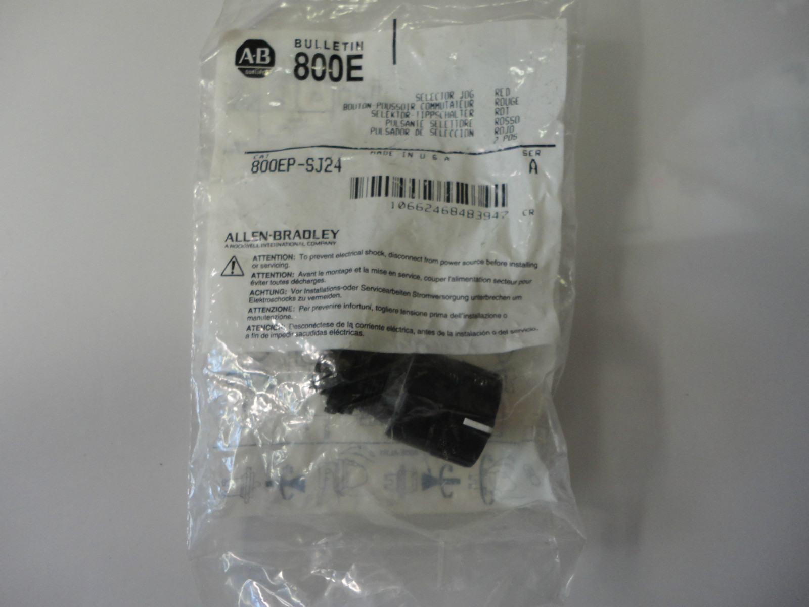 New, Free Ship, Allen Bradley 800EP-SJ24 Ser A, Selector Jog Switch, 2 Position