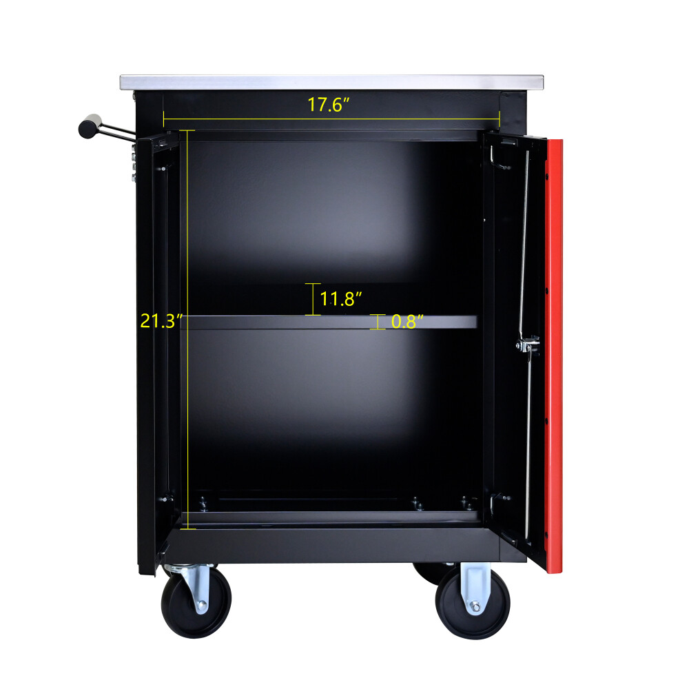 Double-Door Clapboard Multi-Function Tool Cart with Metal Back Panel & Wheels