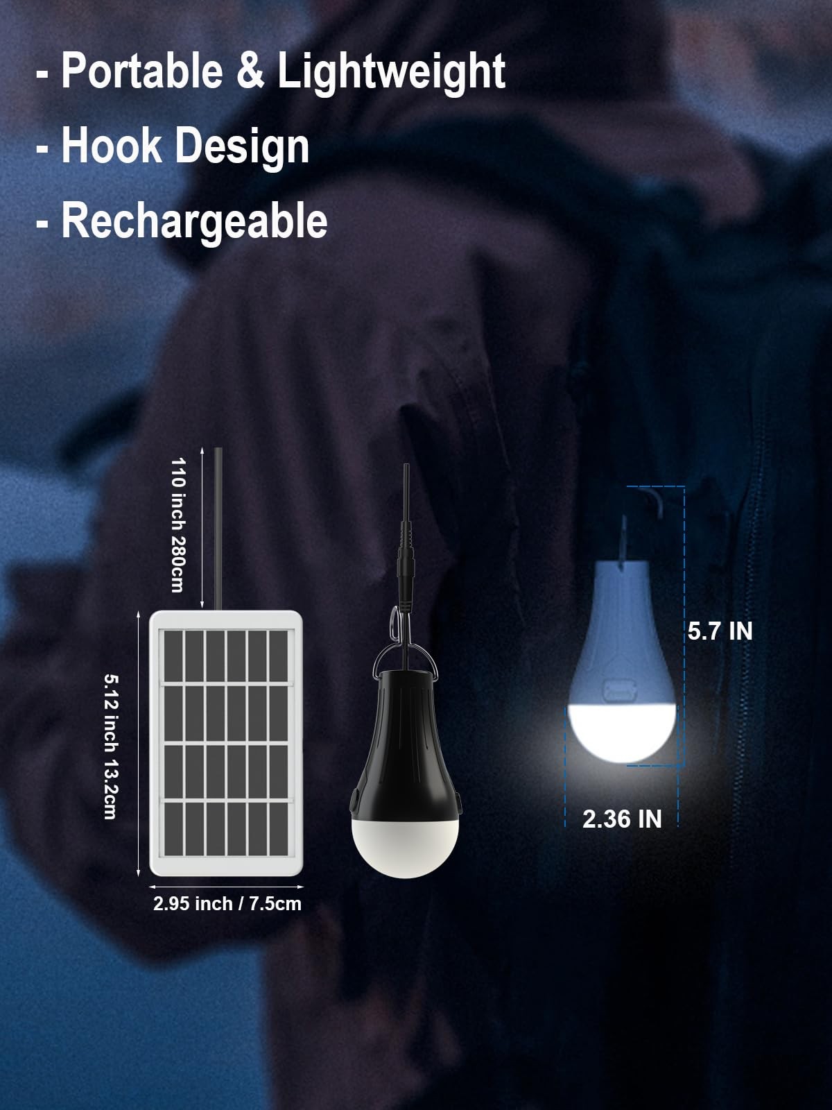 Solar Light Bulbs Waterproof, Rechargeable Chicken Coop Light with Timer, 3 Colo