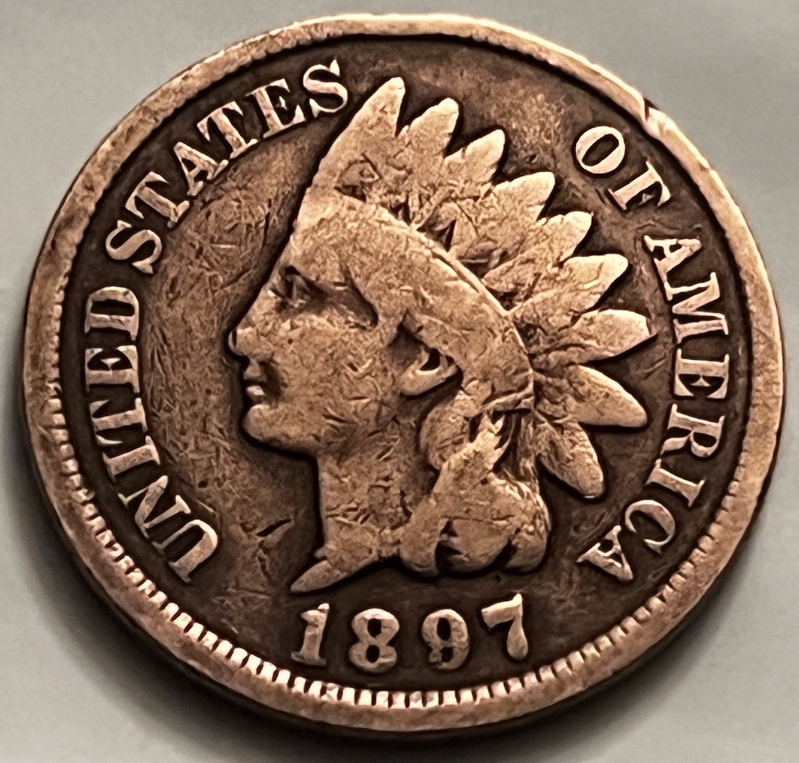 1897 Indian Head Cent Penny Nice Detail Circulated BN786
