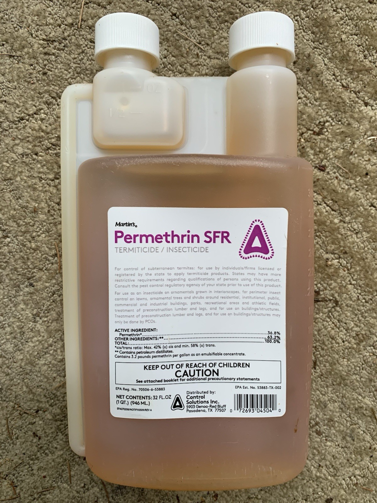 Sealed New Permethrin SFR 32 oz.   SFRpermethrin - NOT FOR SALE TO:  CT, NY, VT