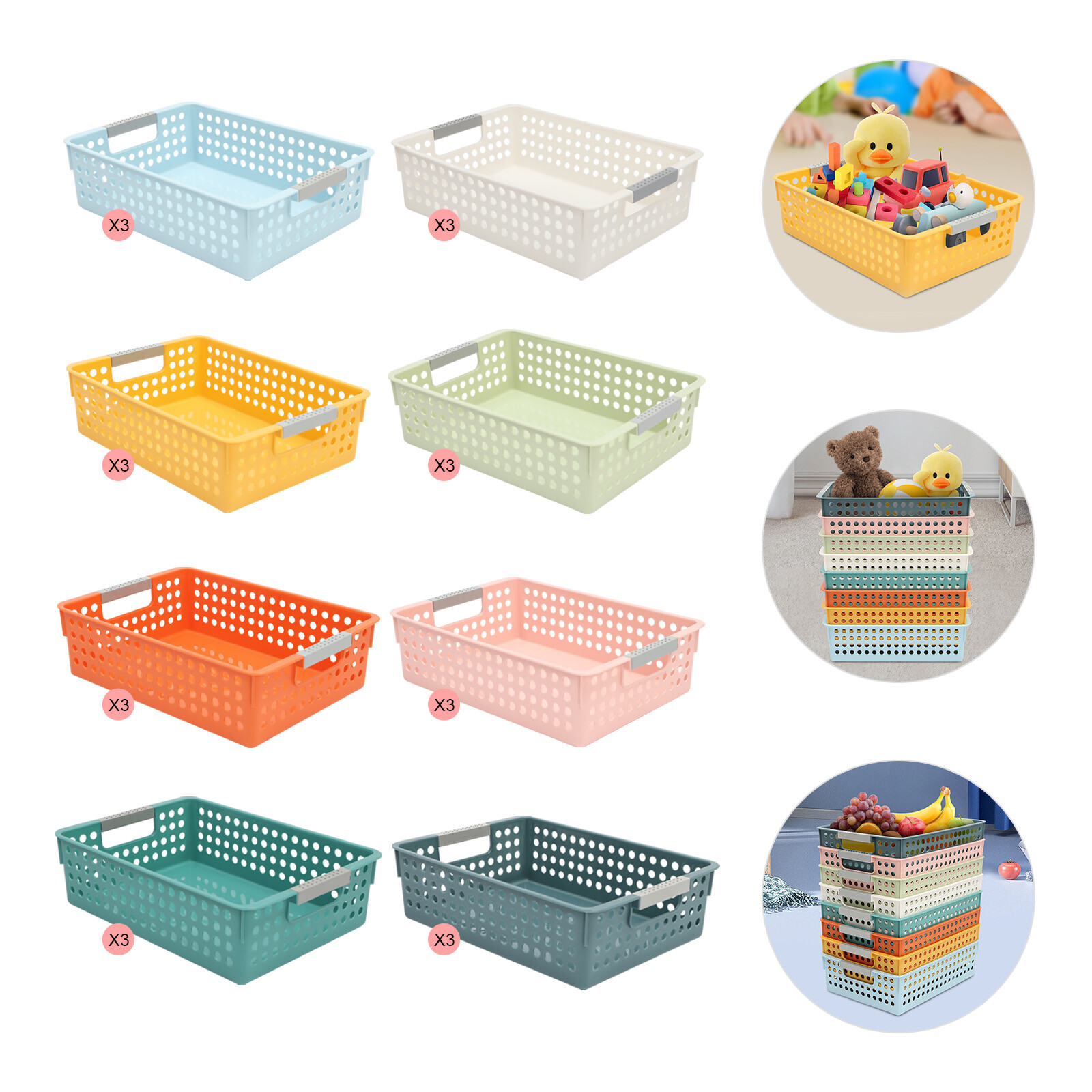 24 Pack 11.8*8.5*3.3" PP Colorful Classroom Storage Baskets Bins Basket For Home