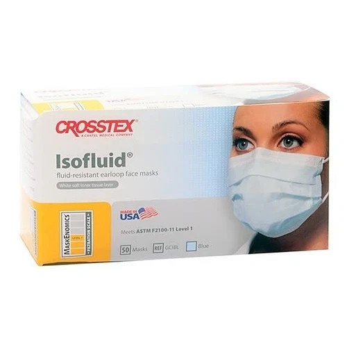 Crosstex Isofluid earloop face mask / 50 count per box