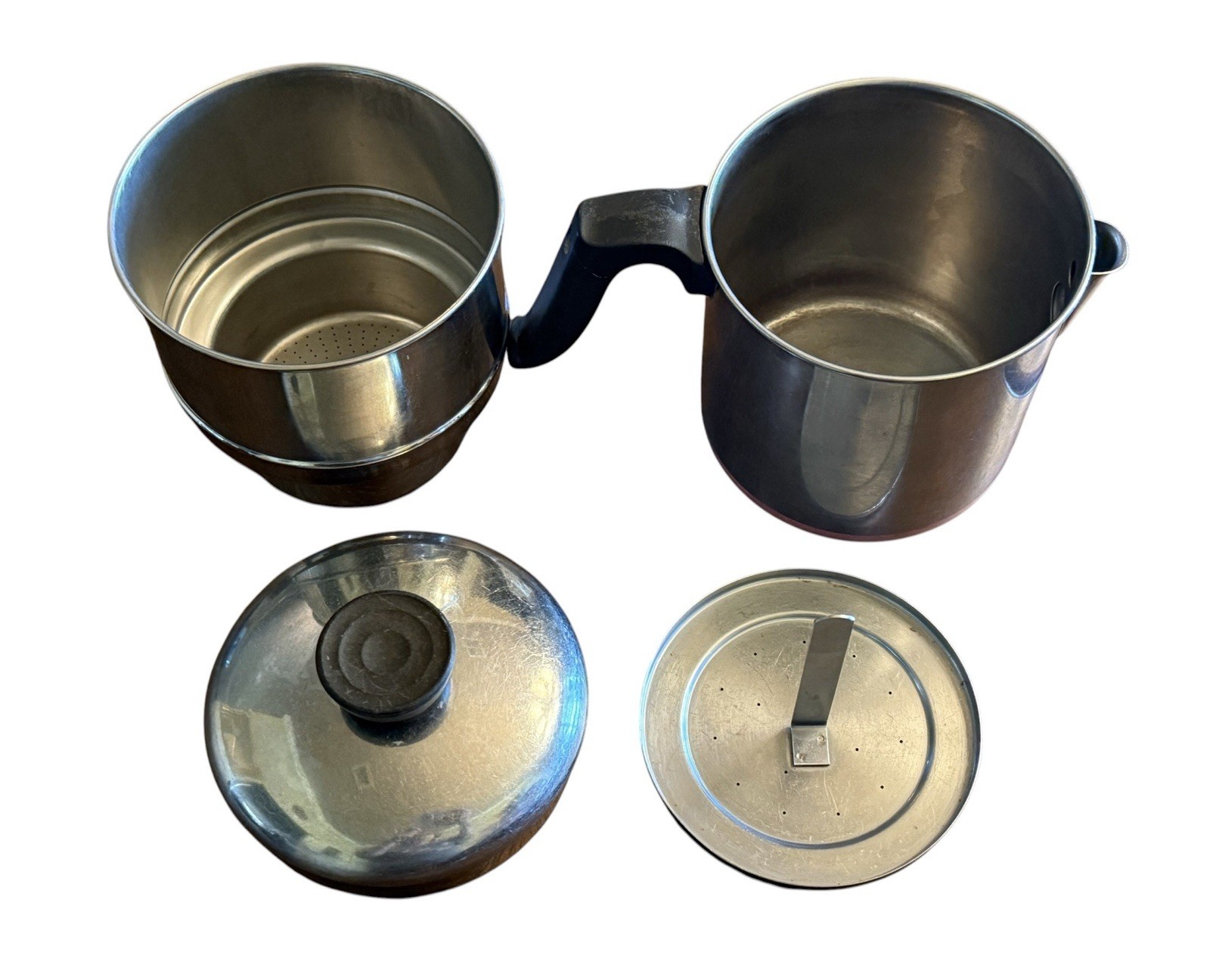 Vtg Revere Ware 1801 4 Cup Drip Coffee Maker Copper Bottom Stainless Pre-1968
