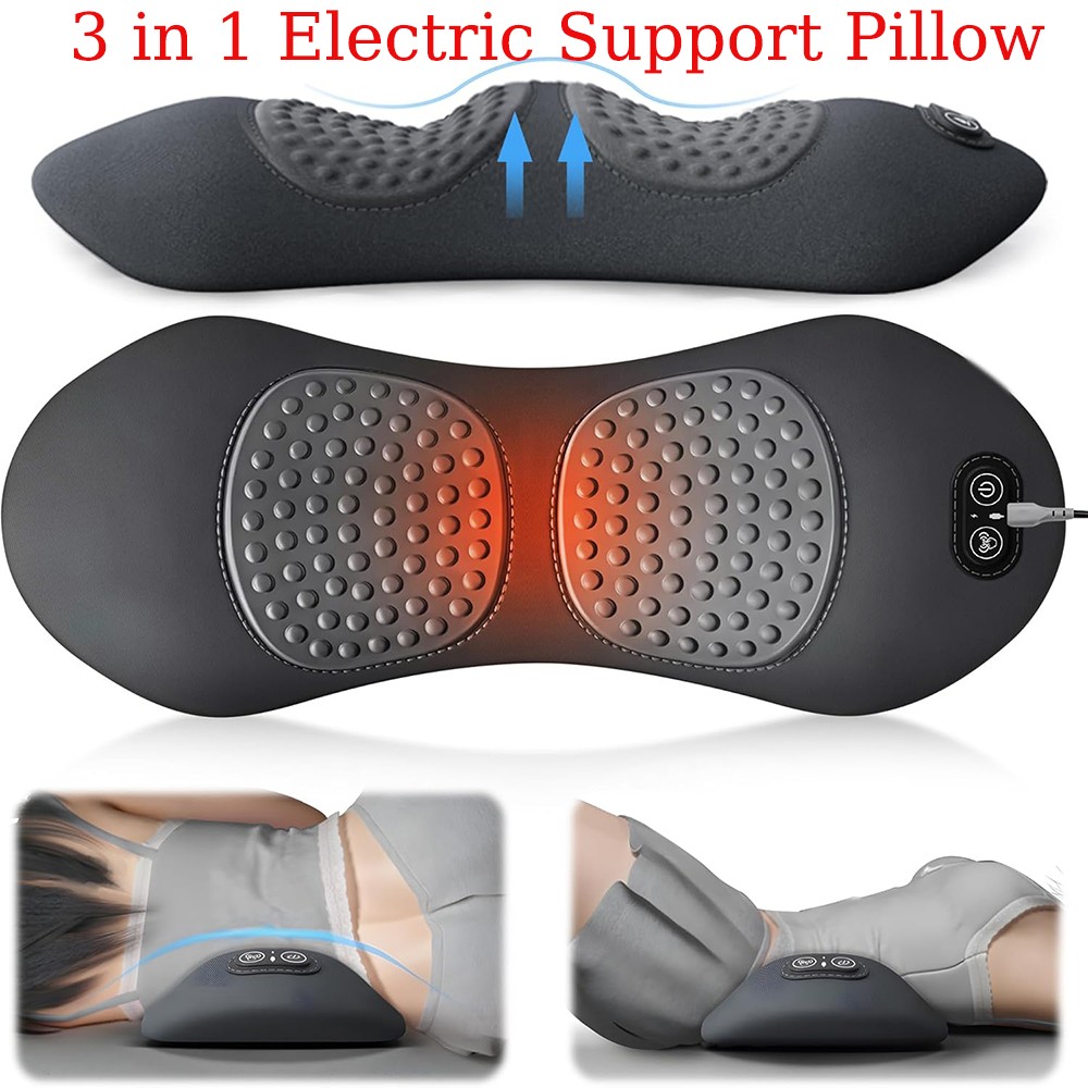 Electric Lumbar Support Pillow 3 In 1 Smooth Spine Triple Fusion Back Massager