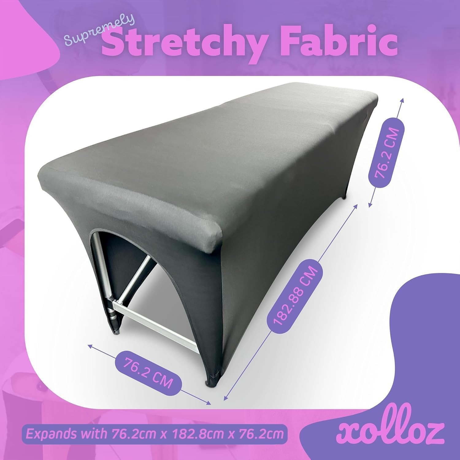 Luxury Black Stretch 6ft Massage Table Cover - Fitted & Machine Washable
