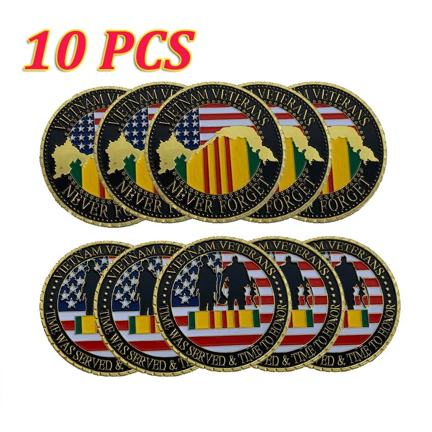 10PCS NEVER FORGET VIETNAM Military Challenge Coin VETERANS Commemorative Coin