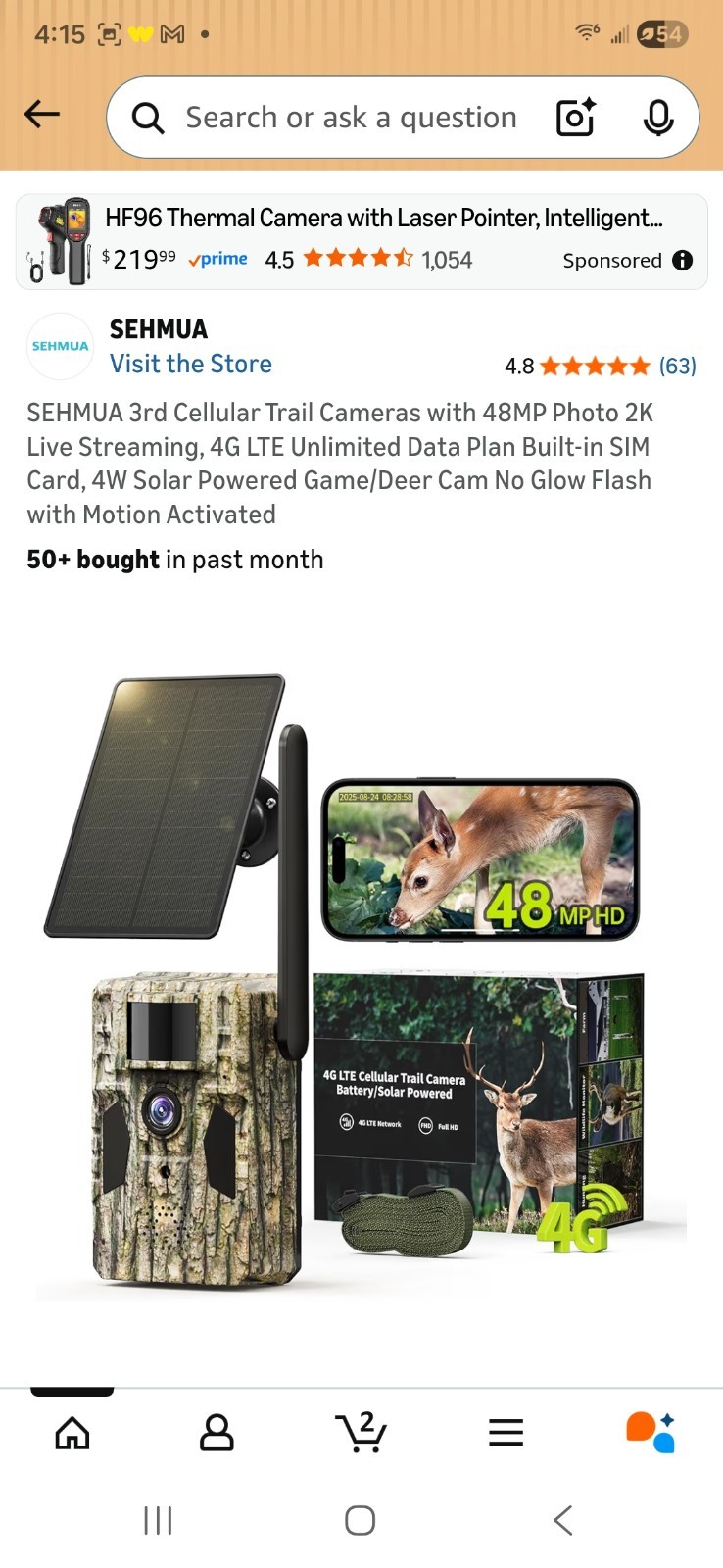 Cellular Trail Cameras with 48MP Photo 2K Live Streaming, 4G LTE...