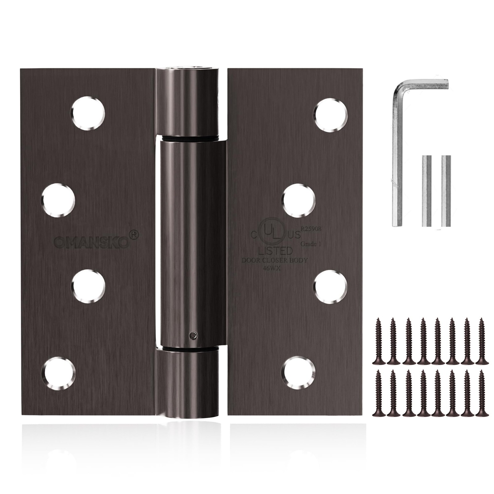 2 Pack 4x4 Oil Rubbed Bronze Self Closing Door Hinges, Adjustable Tension
