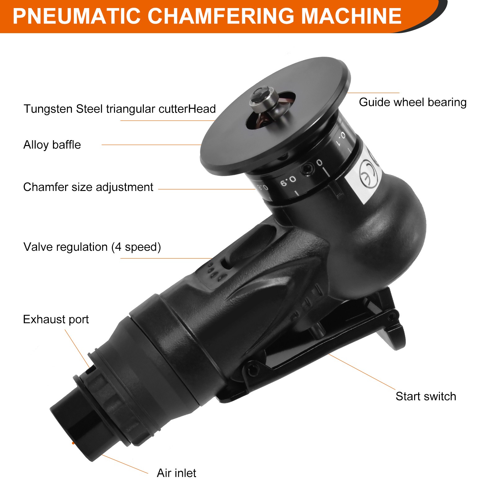Air Chamfer Tool Trimming Mini Chamfering Pneumatic Beveling Machine Deburring,