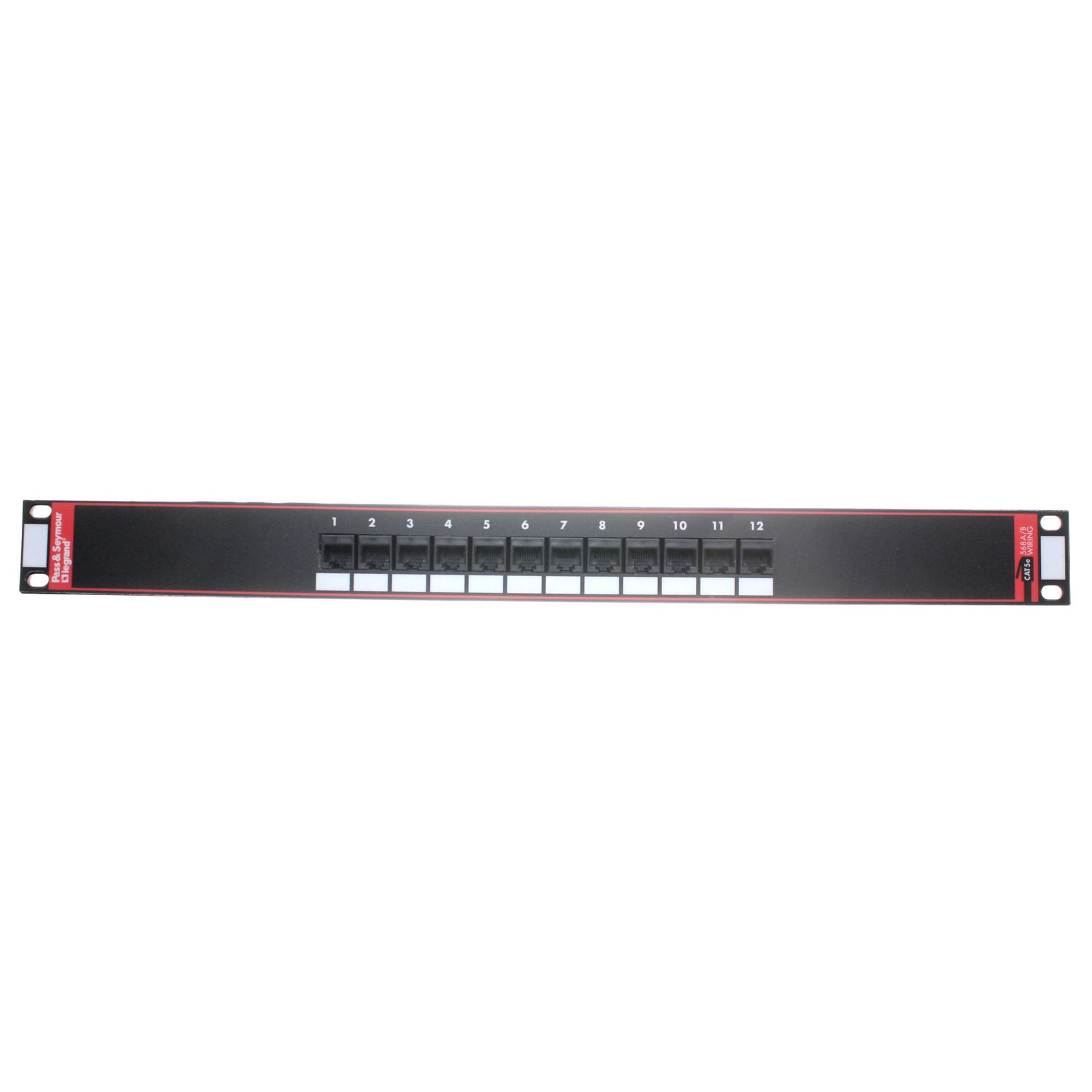 PASS & SEYMOUR 12845-C5E 12-PORT CAT 5E UNIVERSAL WIRING RACK-MOUNT PATCH PANEL