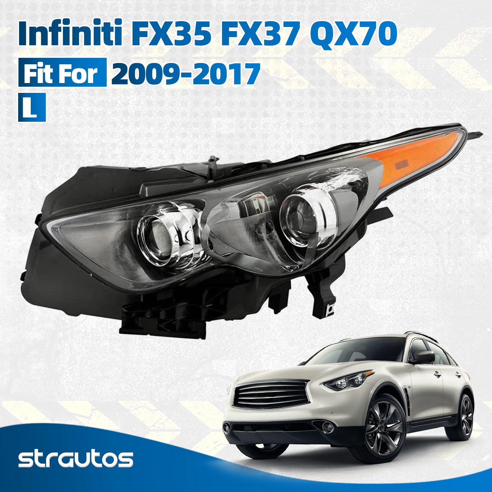 For 2009-2017 Infiniti FX35 FX37 QX70 HID Headlight w/Sport Pkg Driver