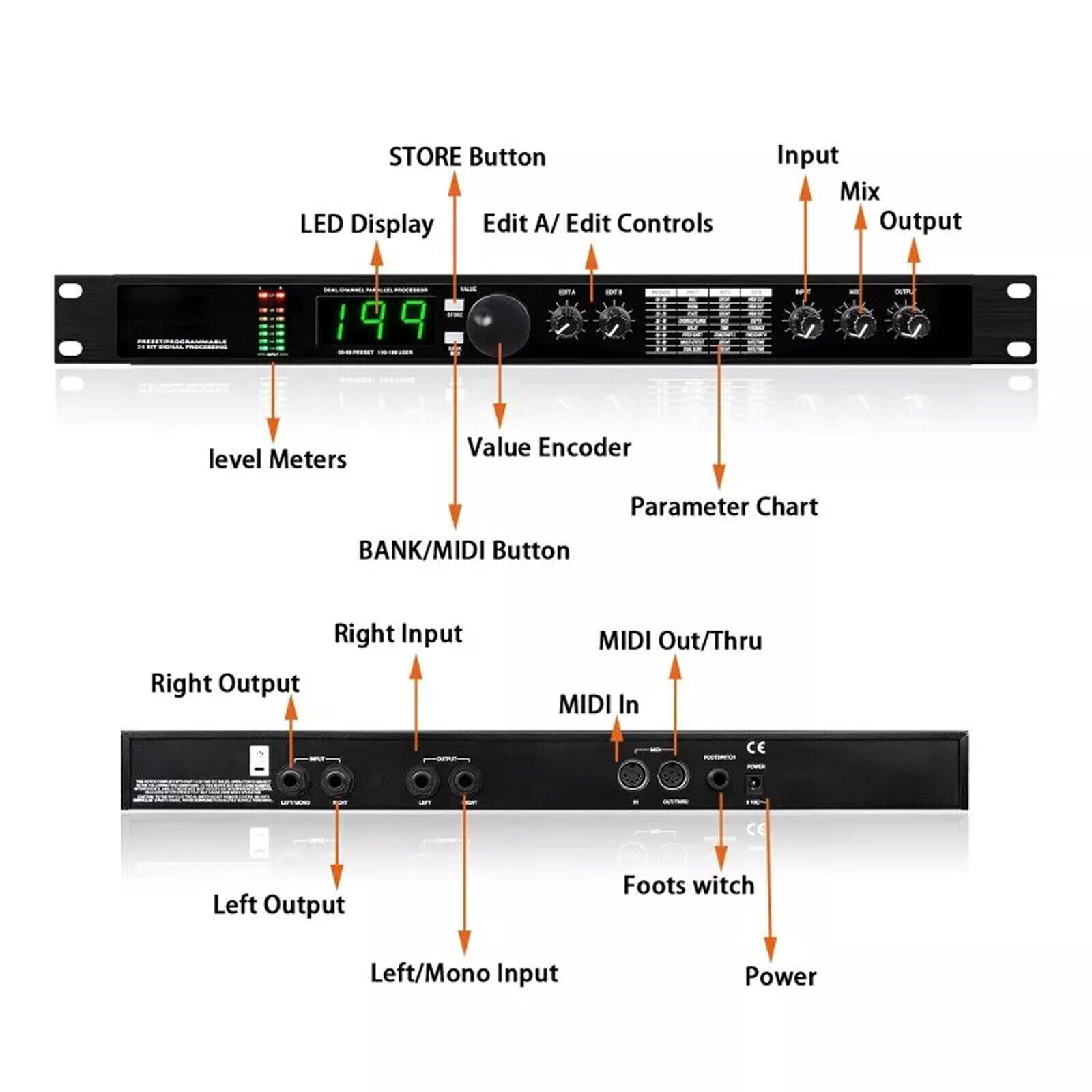 Digital Reverb Multi Effect DSP Processor Professional Audio Processor Equalize