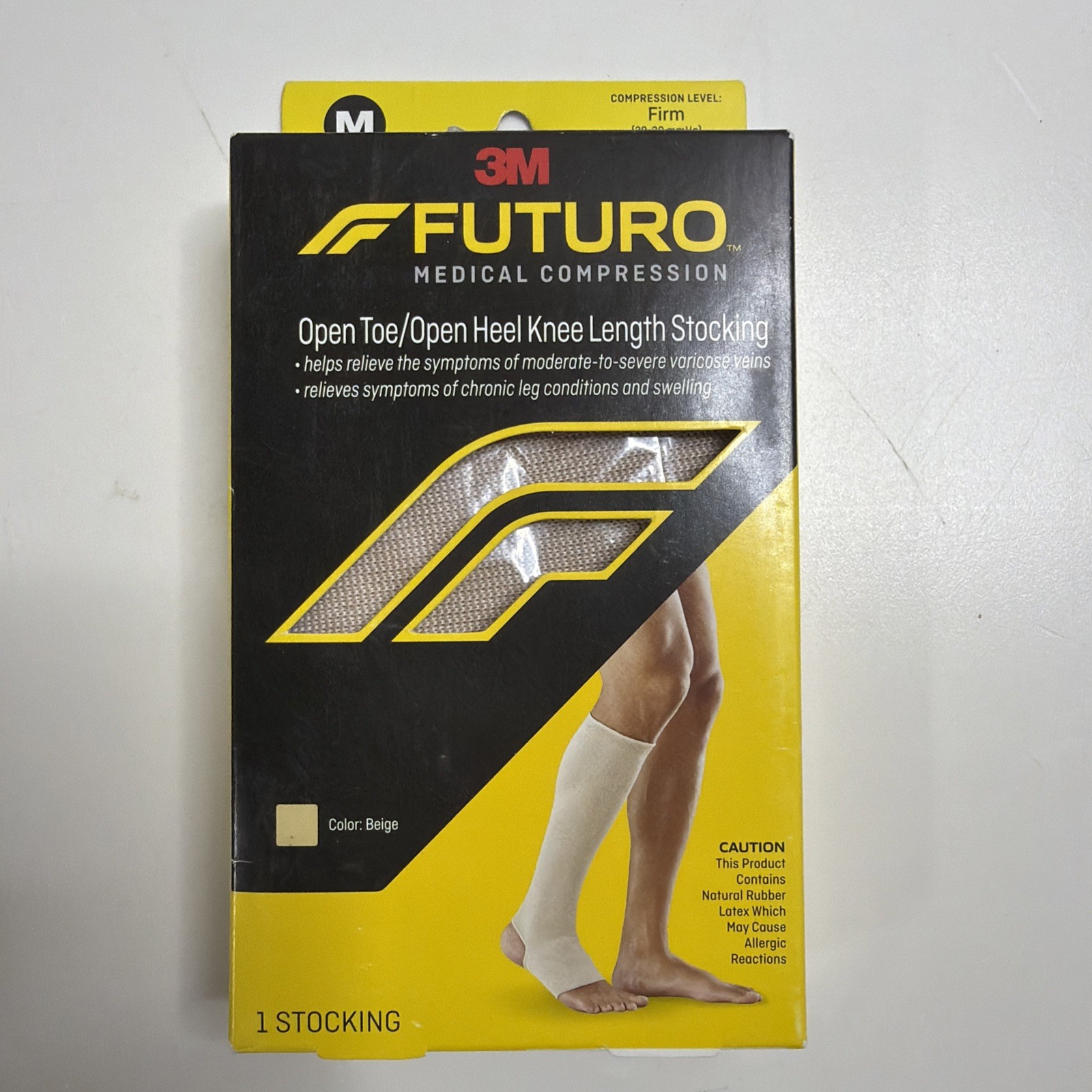 FUTURO Therapeutic Knee Length Stocking Open Toe/Heel Firm Medium Beige 1 Each