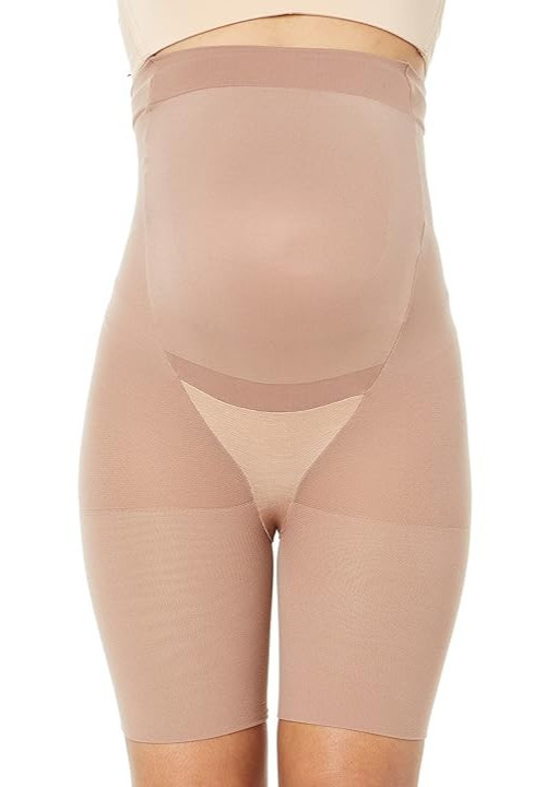 SPANX L17704 Cafe Au Lait Power Mama Maternity Mid-Thigh Shaper Shorts Size C