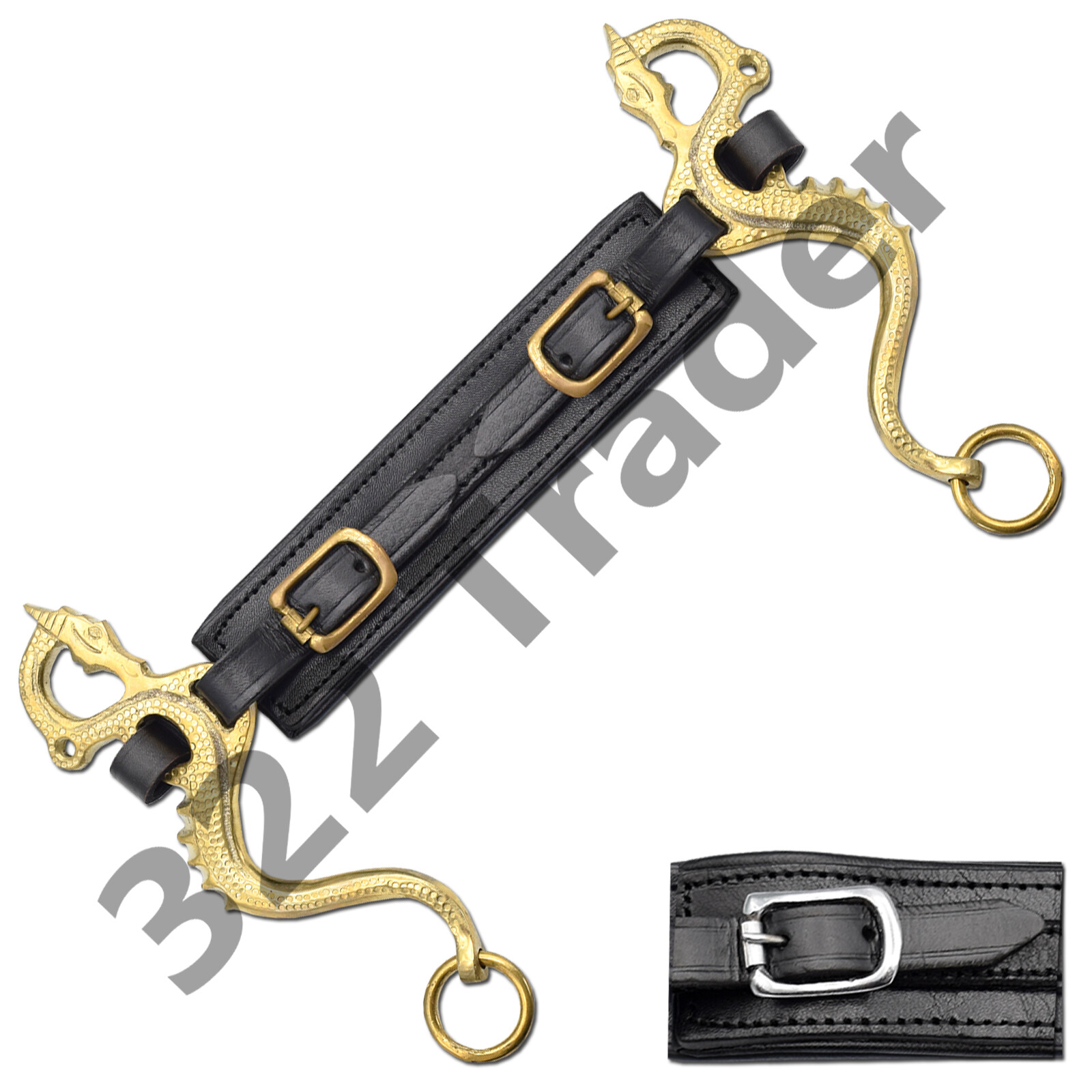Dragon Horse Bite Harness With Leather Brackets - Gold Silver - Quality