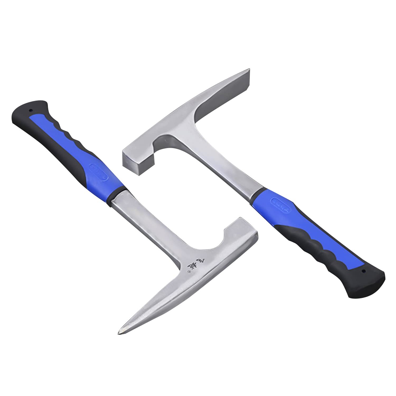 2 Pack Rock Pick Hammer, 30 oz Steel Hammer, Flat and Pointed Head with Non-s...