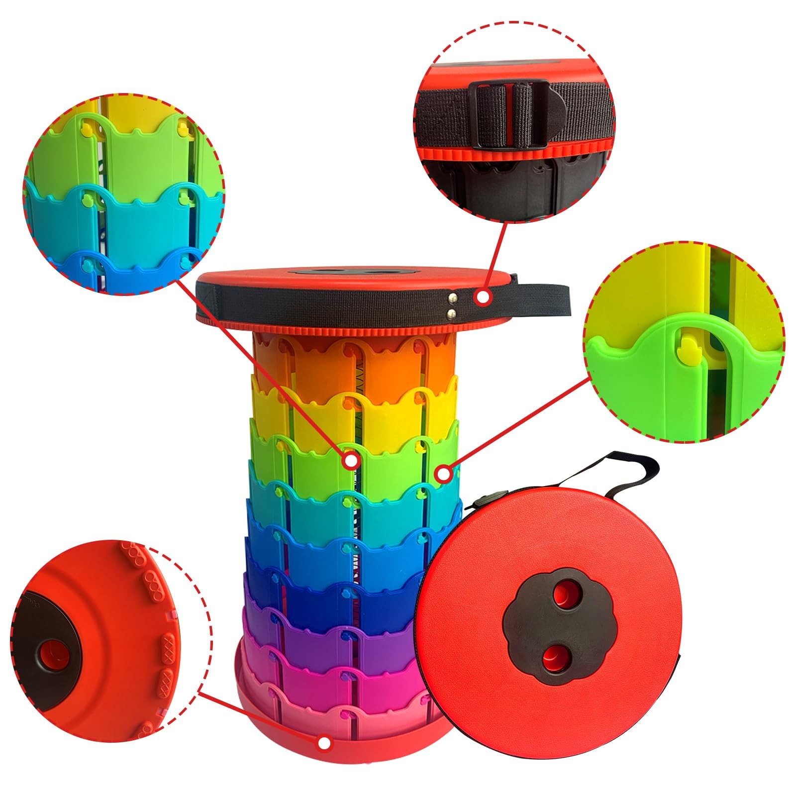 Rainbow Travel Camping Stool, Retractable Portable Folding Stool,Collapsible ...
